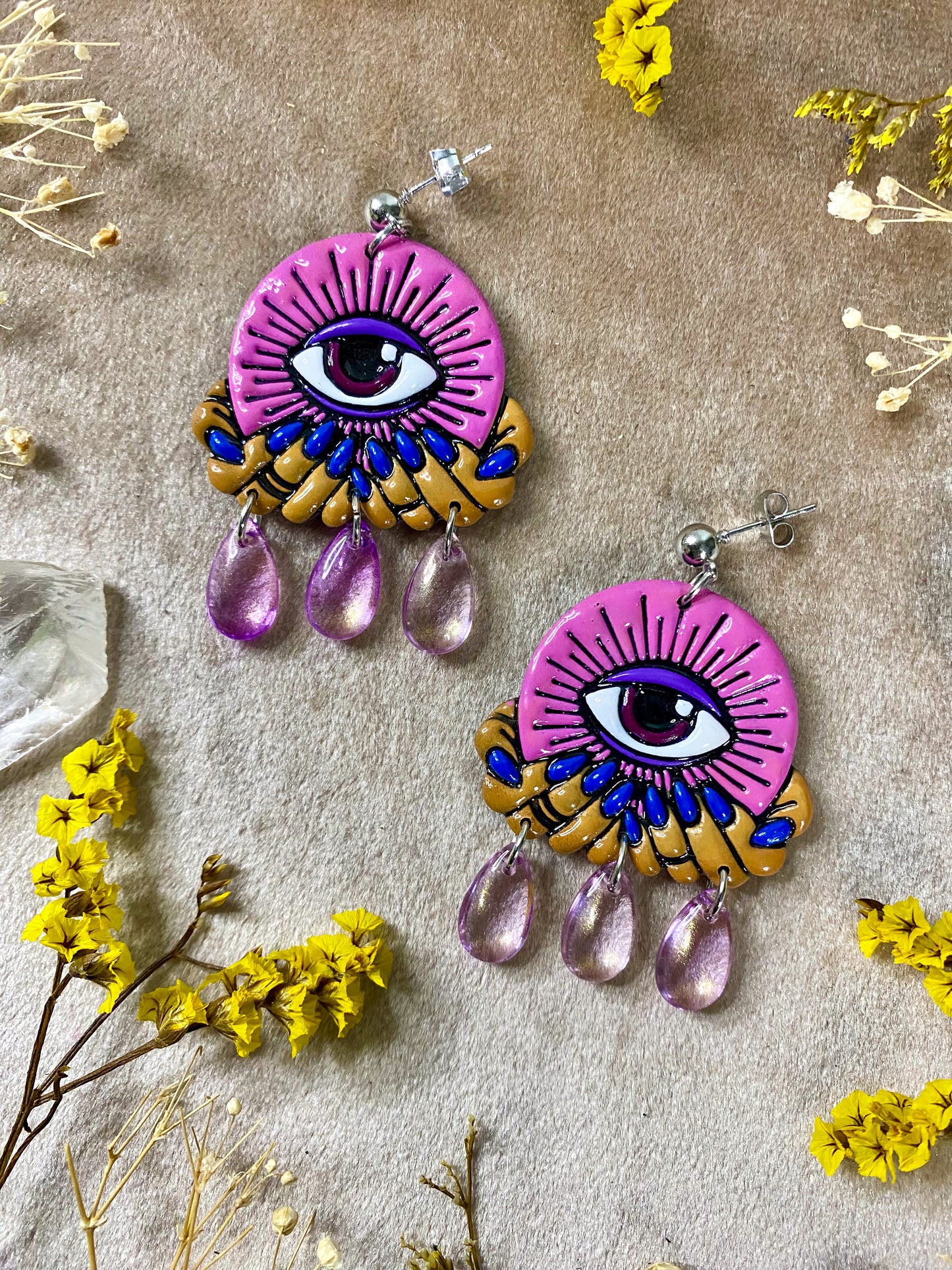 Light Pink Crystal (Eye)Ball Earrings