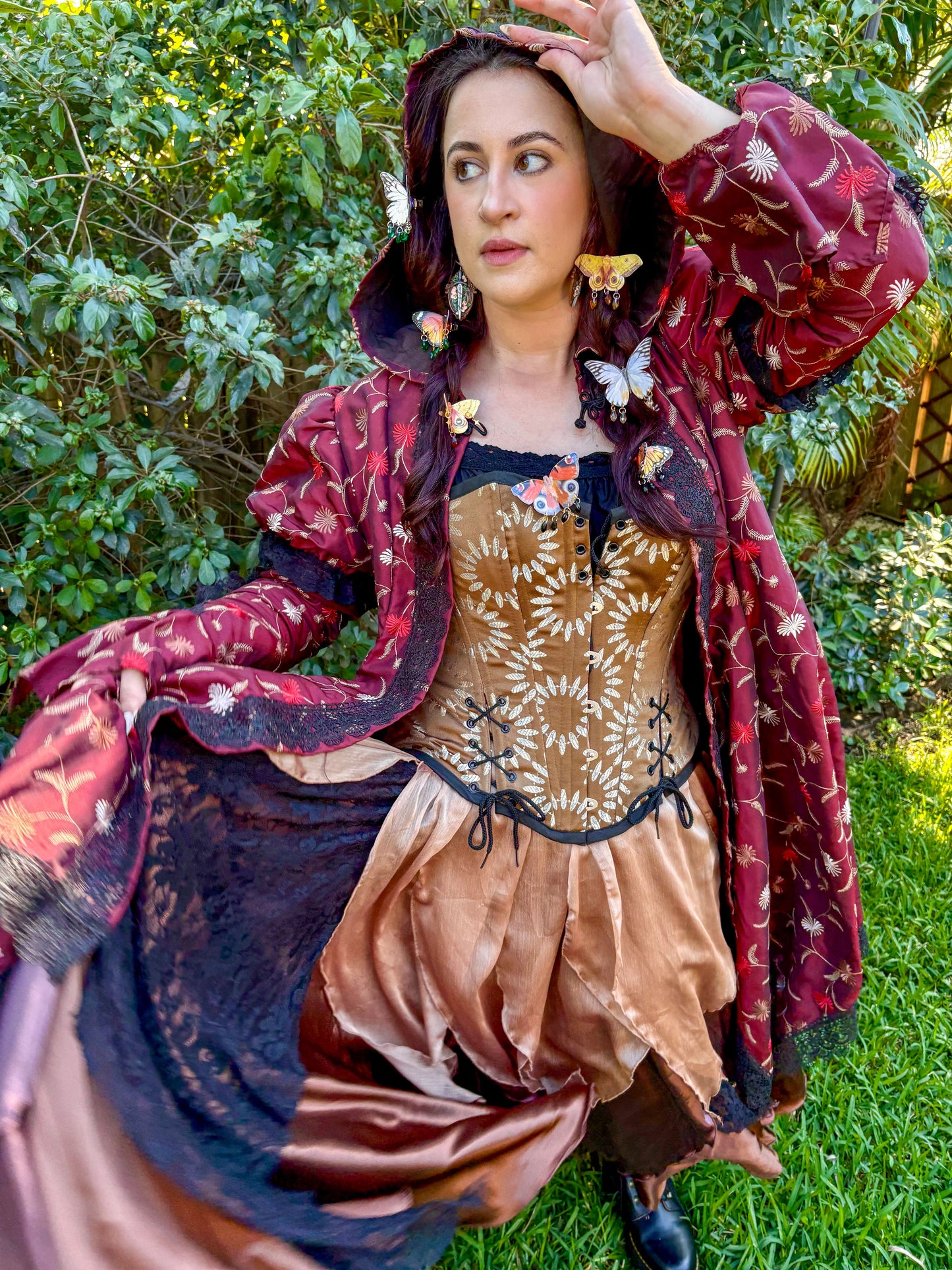 Yellow and Red Automeris Io Moth Hair Clip