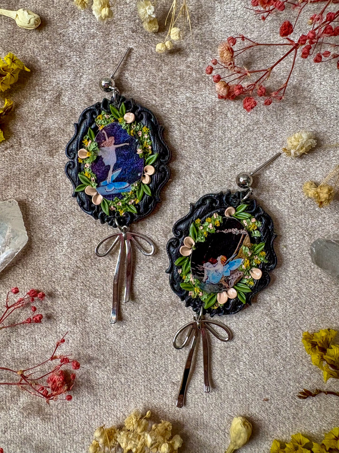 Blue Butterfly Fairy Fine Art Frame Earrings