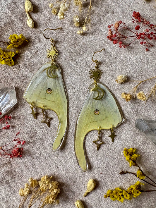 Luna Moth Tail Earrings