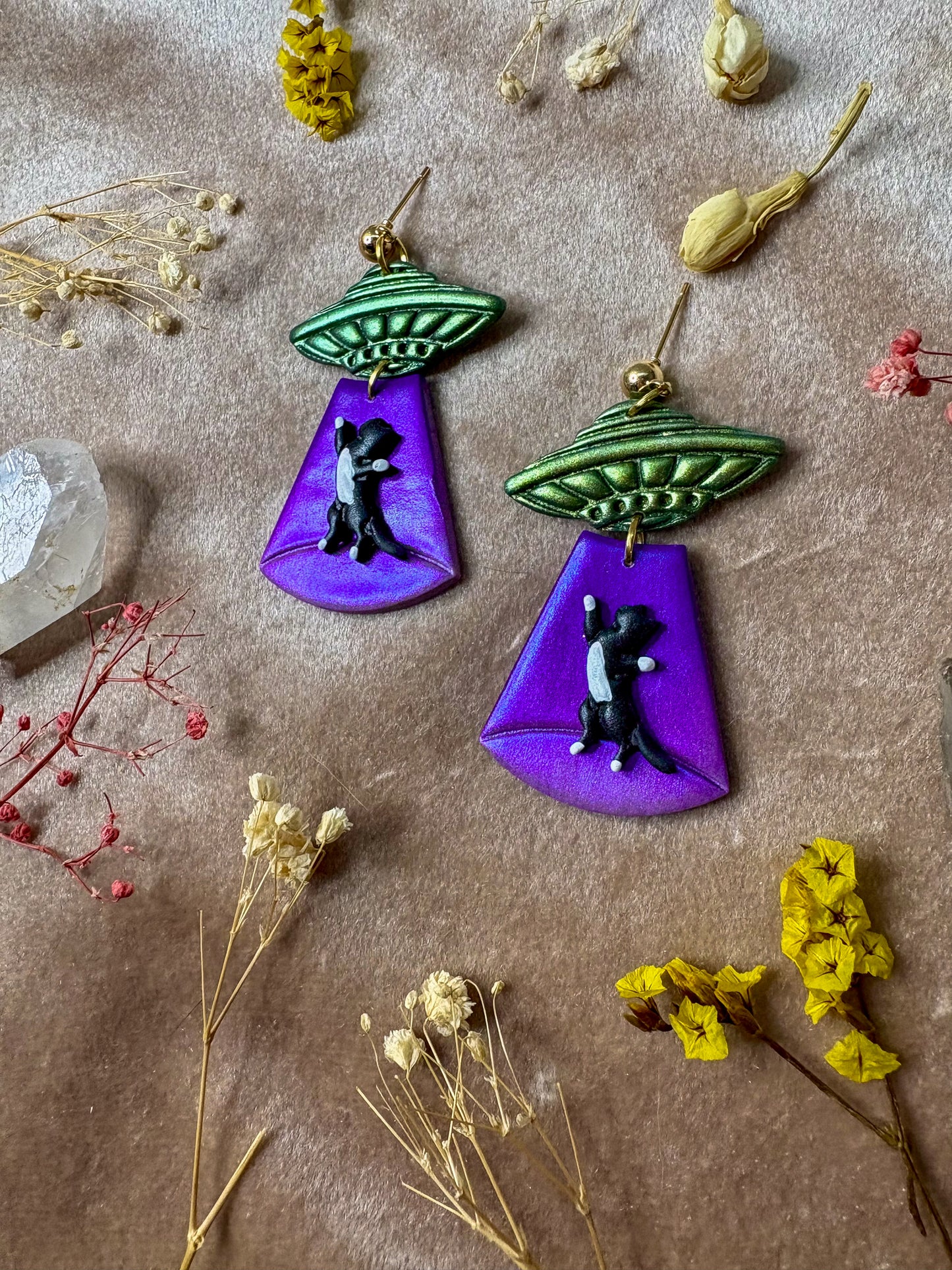 Cat Abduction Earrings (Tuxedo)
