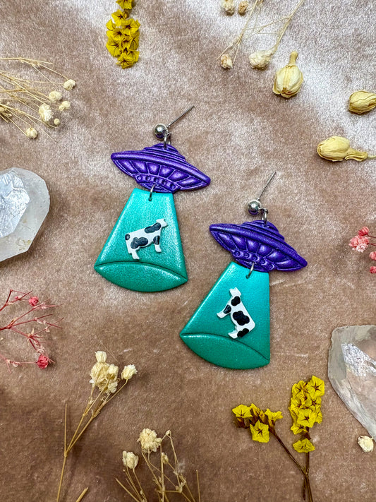 Green Ombre Alien Abduction Earrings