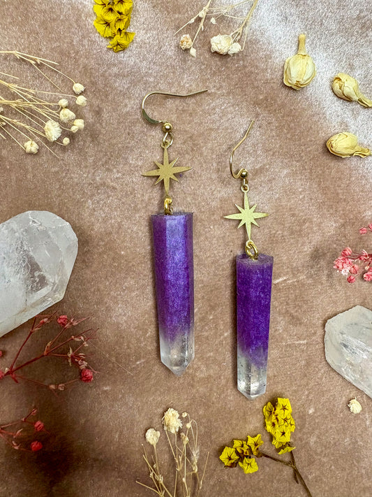 Amethyst Dreams Crystal Earrings (Gold)
