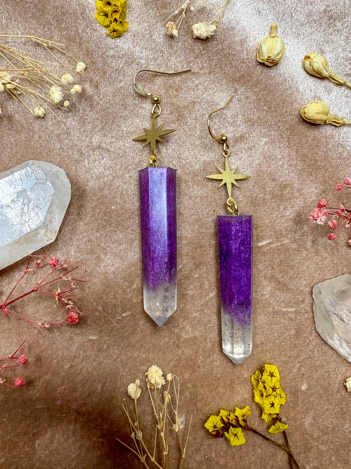 Amethyst Dreams Crystal Earrings (Gold)