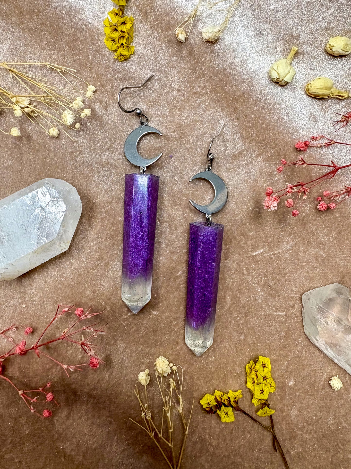 Amethyst Dreams Crystal Earrings (Silver)