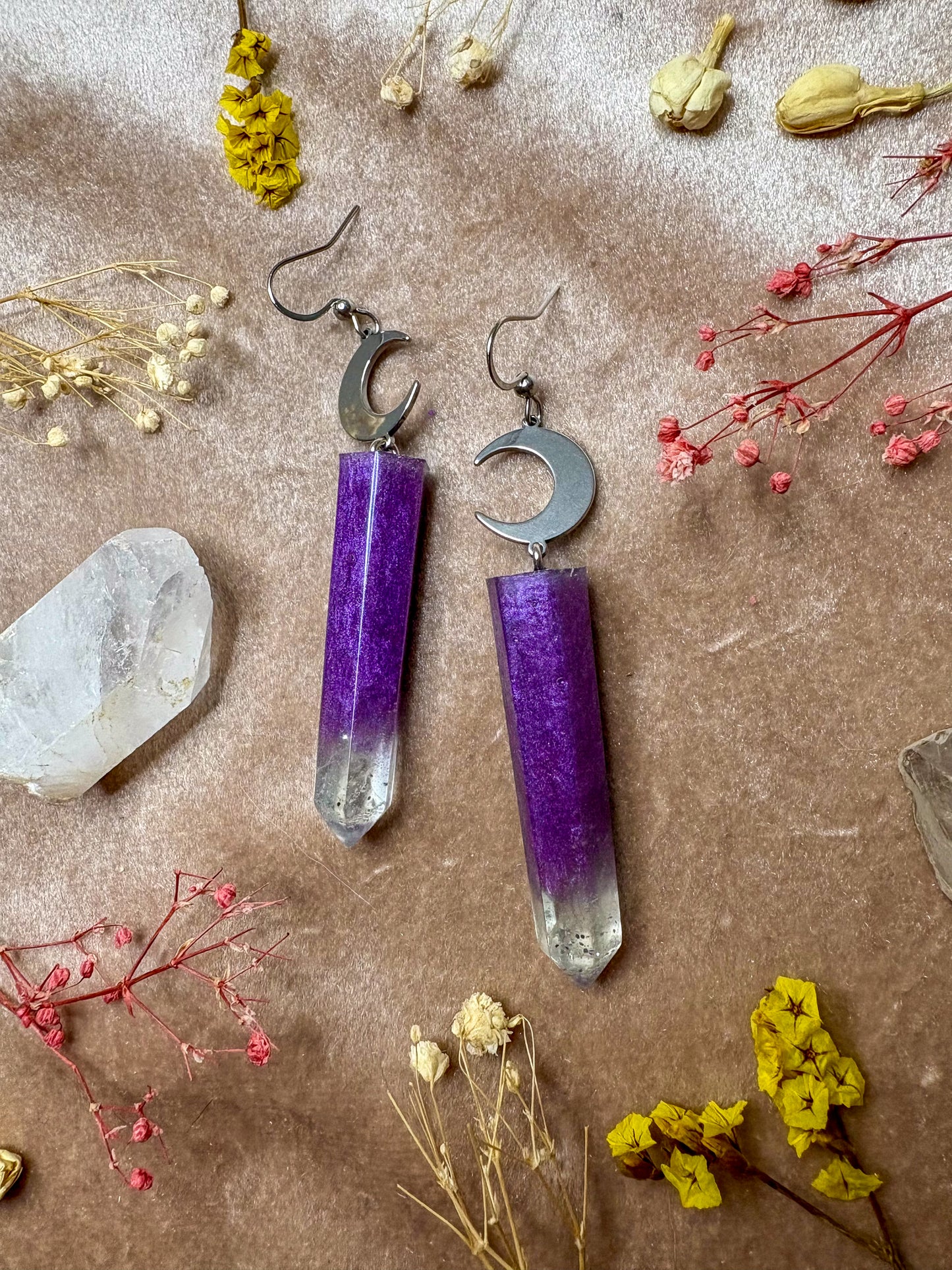 Amethyst Dreams Crystal Earrings (Silver)