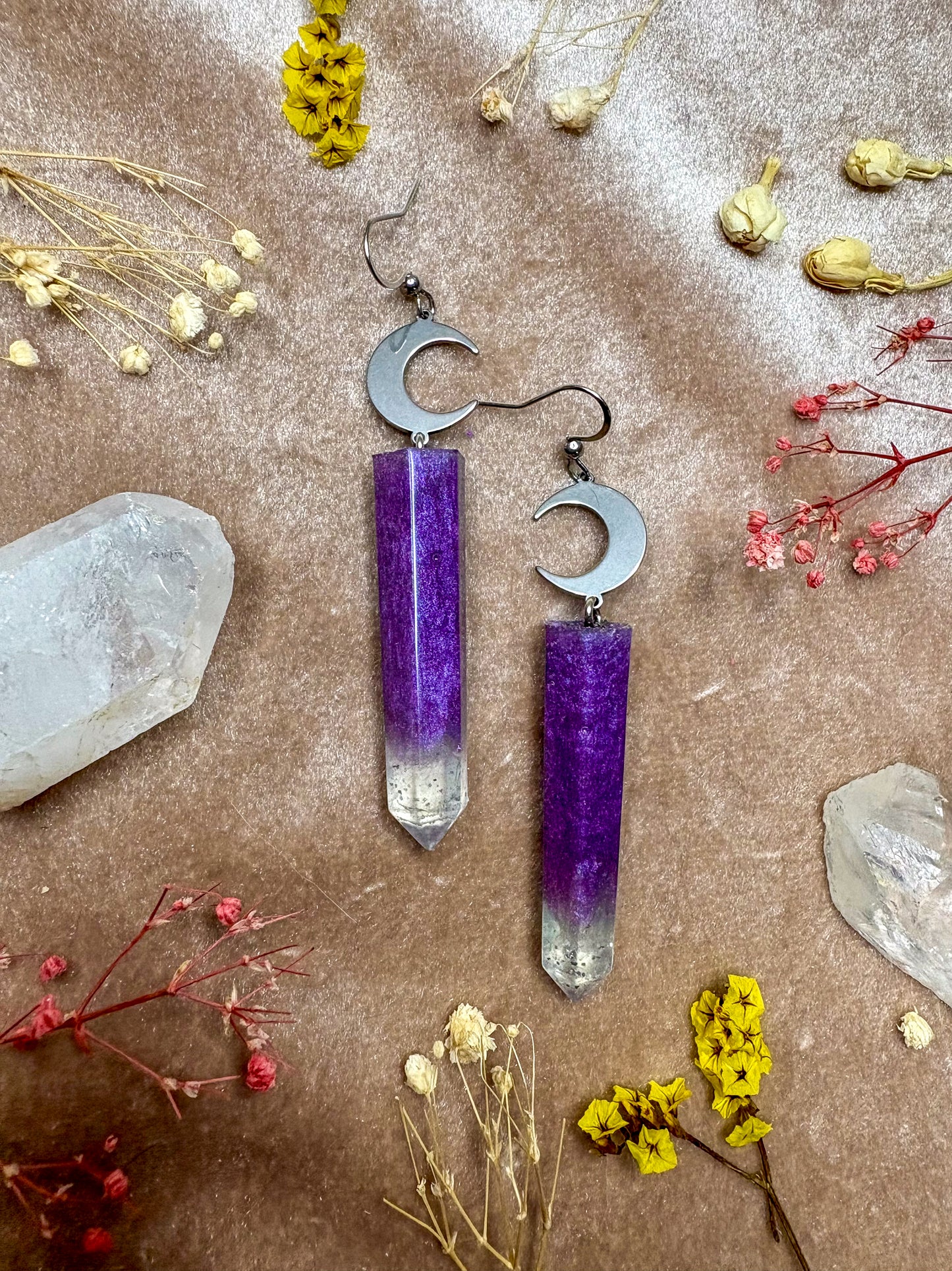 Amethyst Dreams Crystal Earrings (Silver)