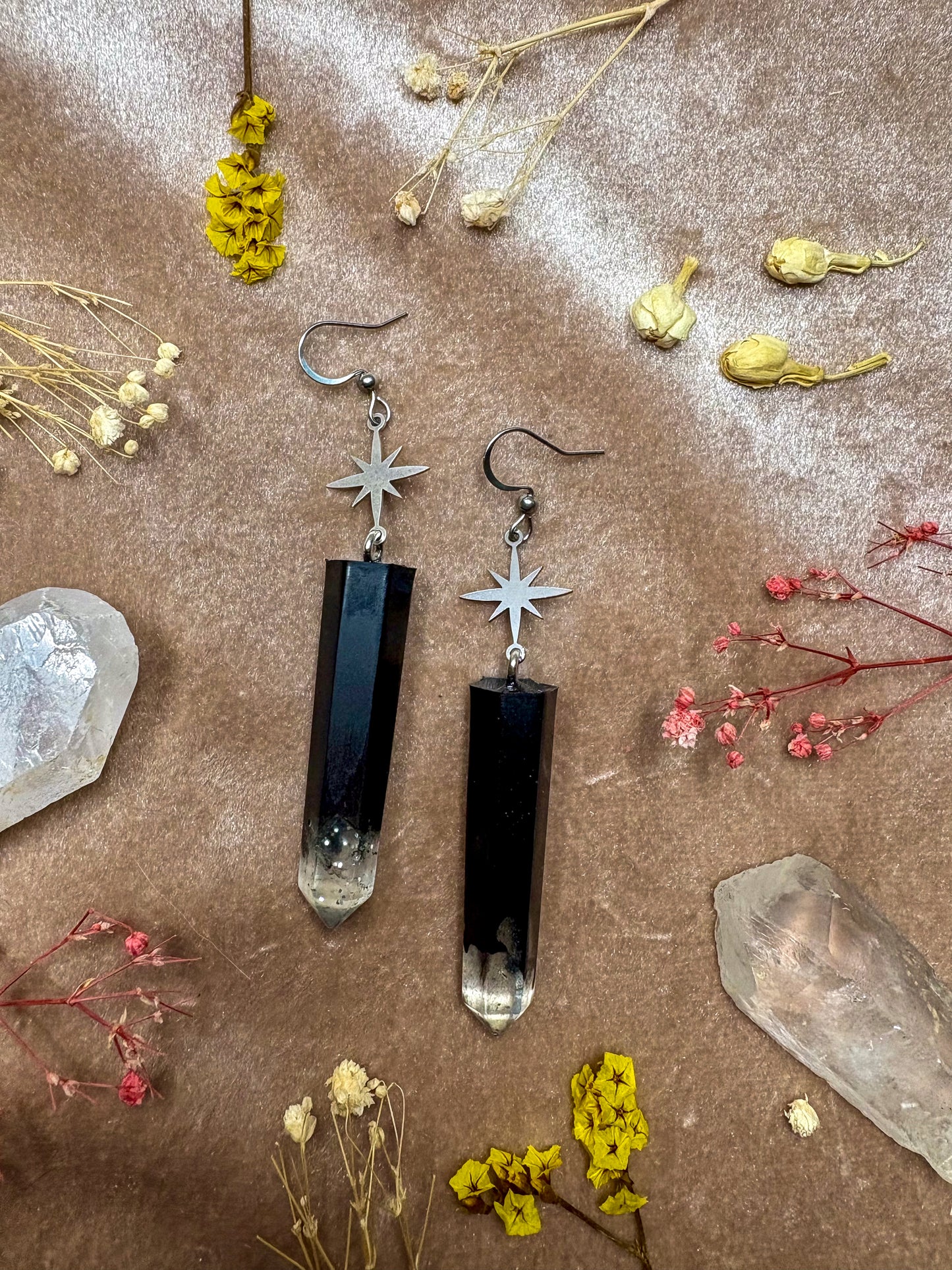 Onyx Energy Crystal Earrings (Silver)