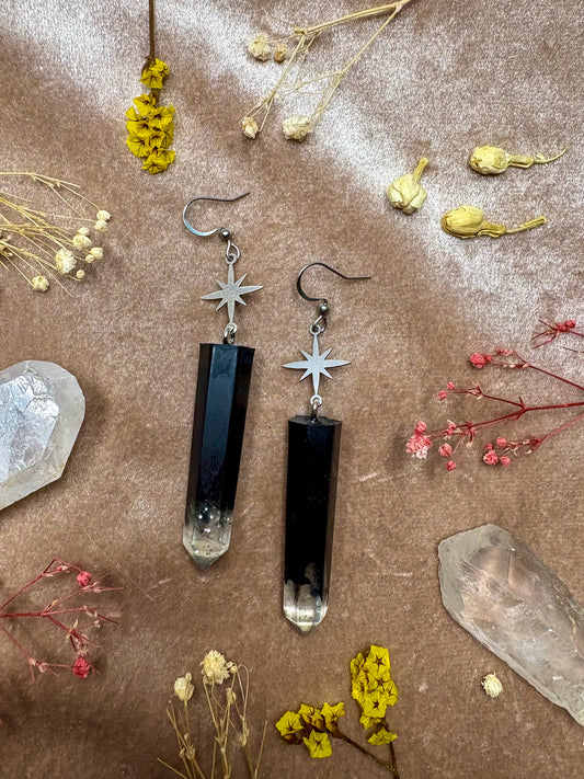 Onyx Energy Crystal Earrings (Silver)