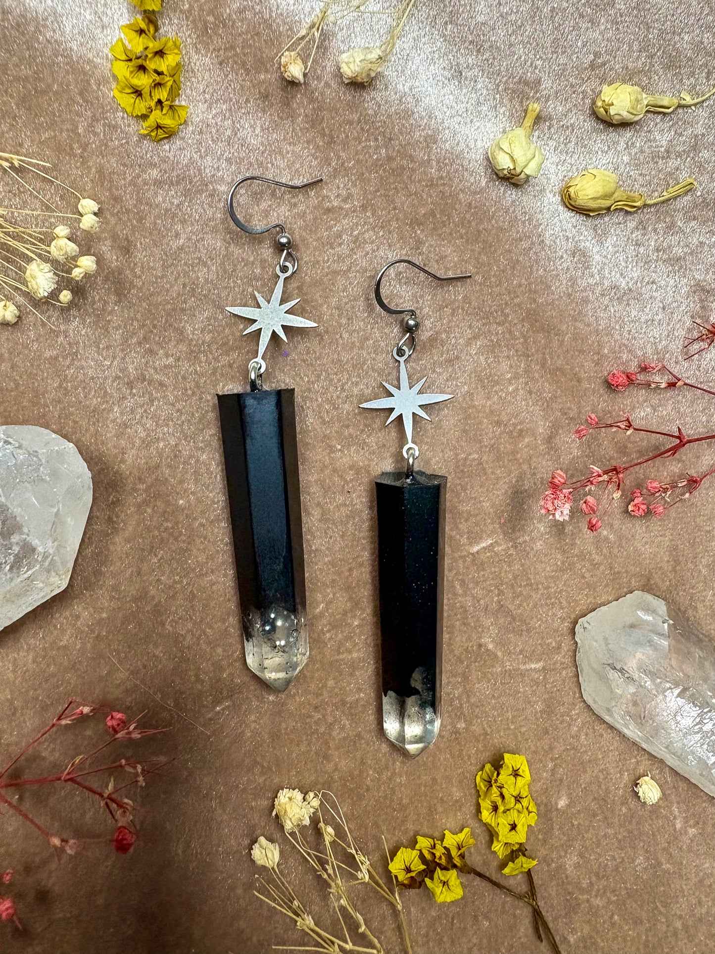 Onyx Energy Crystal Earrings (Silver)