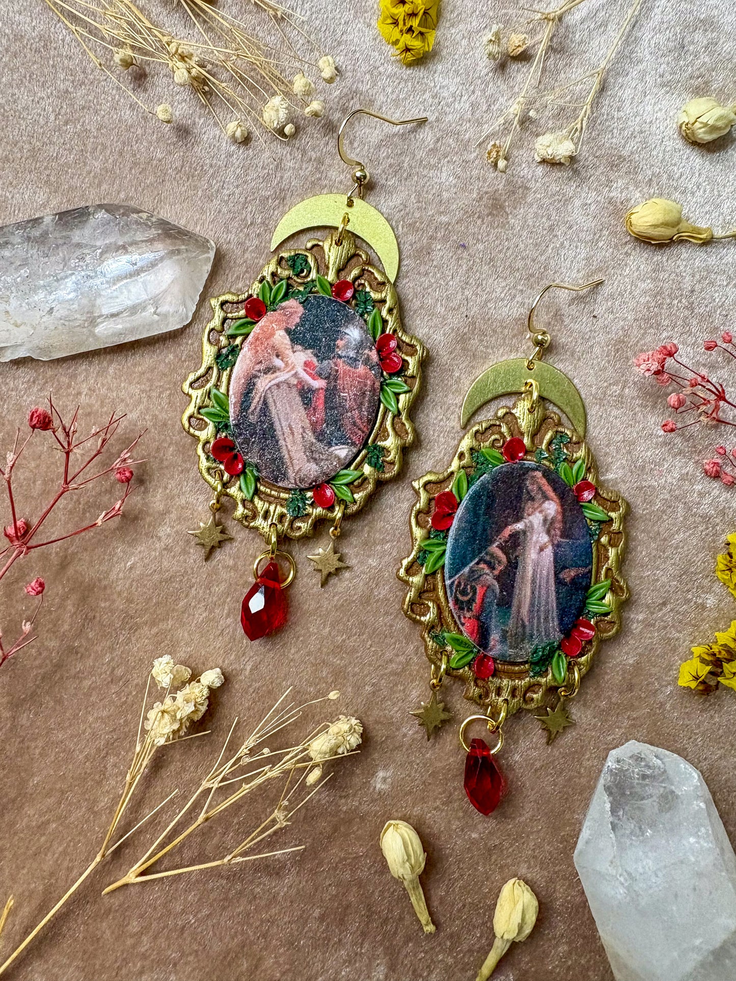 Leighton's "The Accolade" and "Godspeed" Painting Earrings