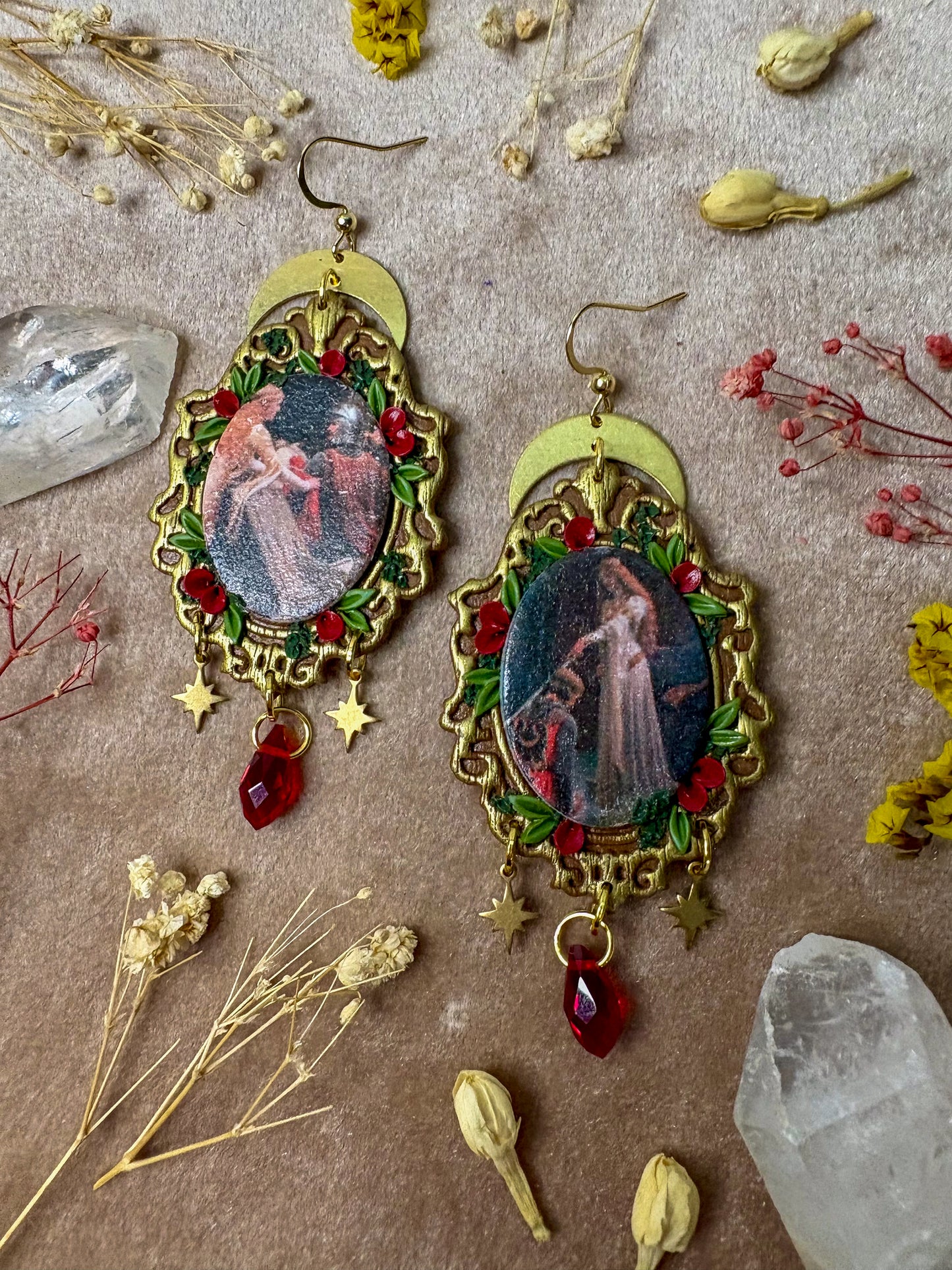 Leighton's "The Accolade" and "Godspeed" Painting Earrings