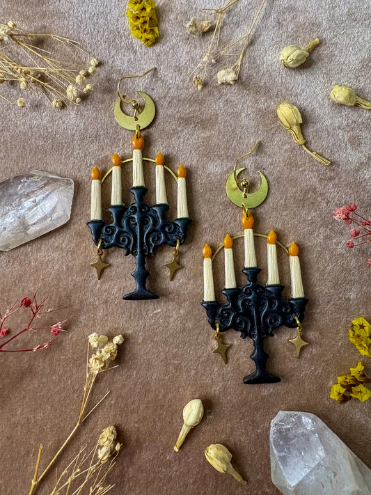Black Candelabra Earrings