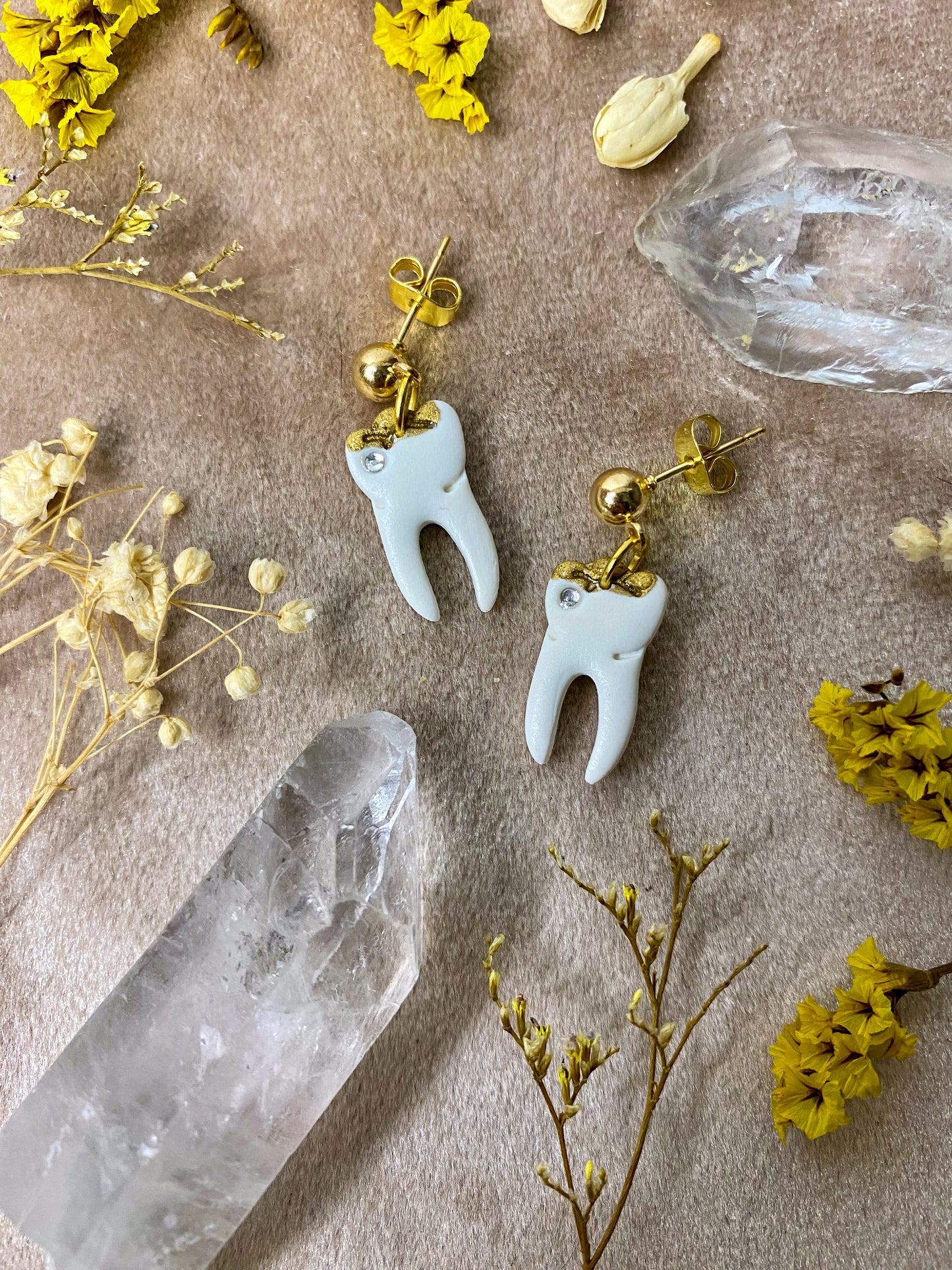 Jeweled Gold Tooth Midi Earrings