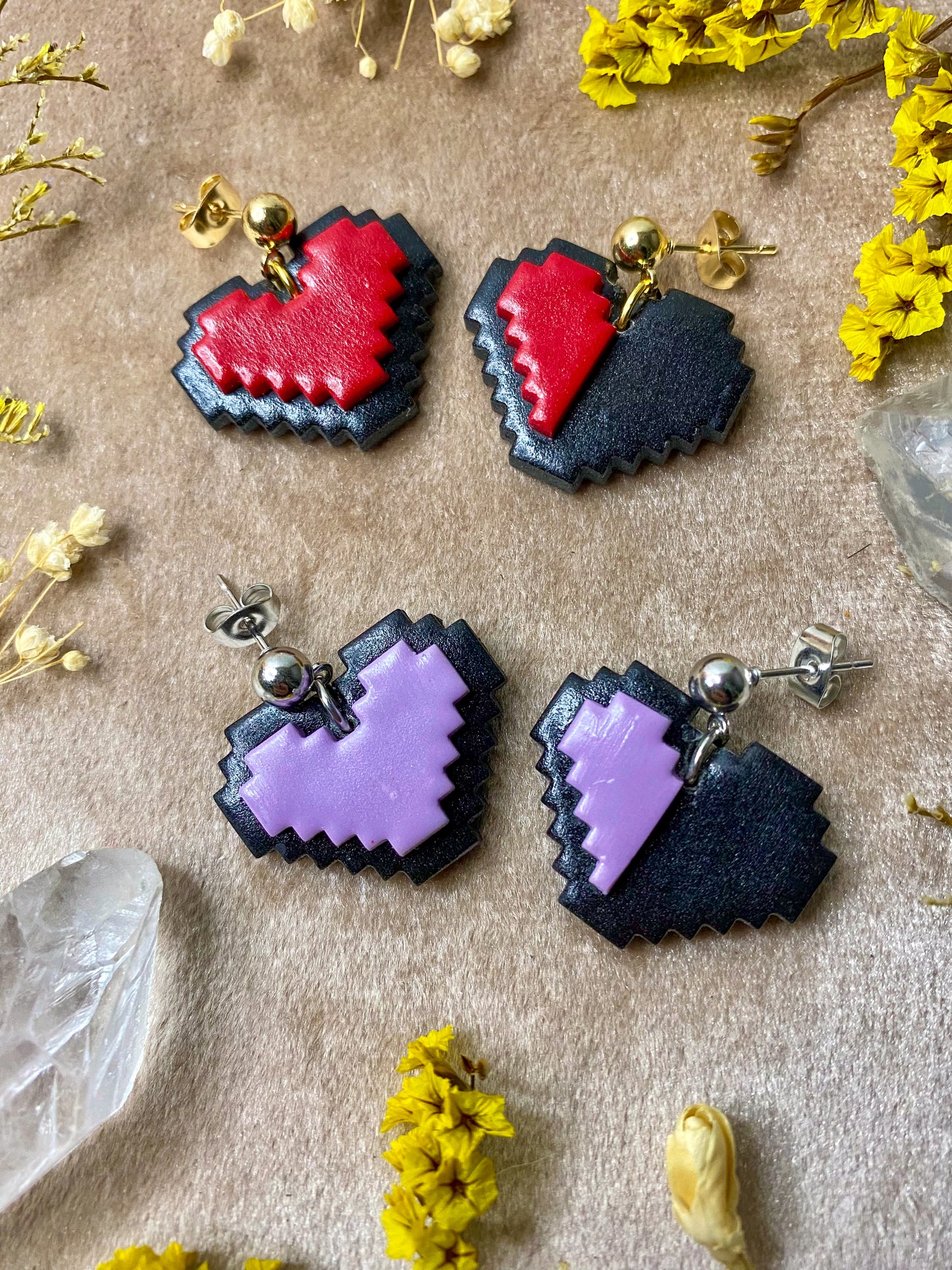 Heart Video Game Health Meter Earrings