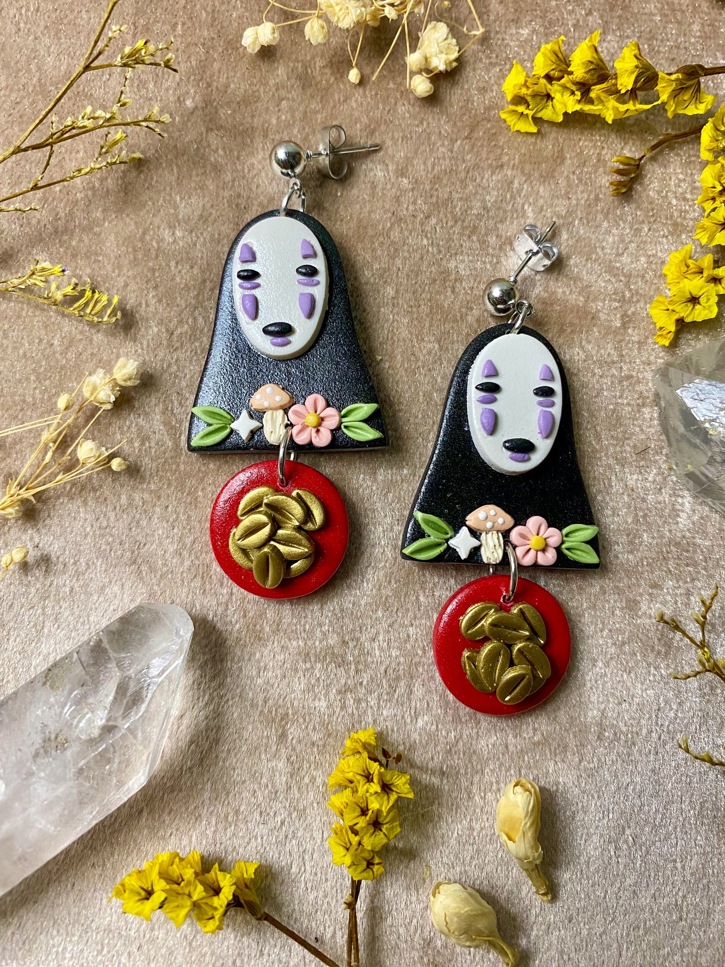 Coin Eating Monster and Plate Earrings