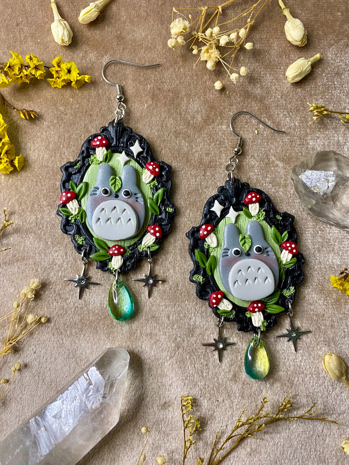 Garden Neighbor and Mushroom Frame Earrings