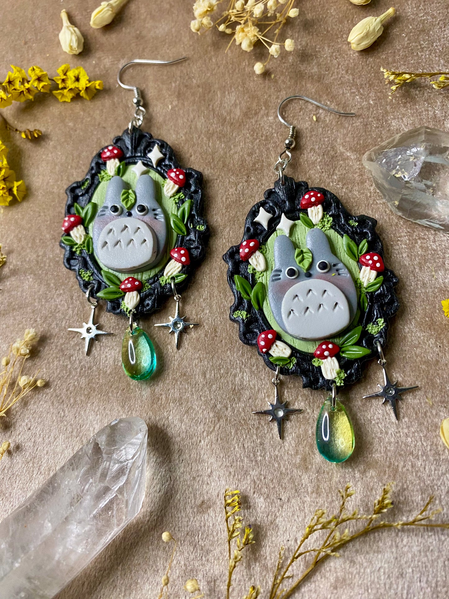 Garden Neighbor and Mushroom Frame Earrings