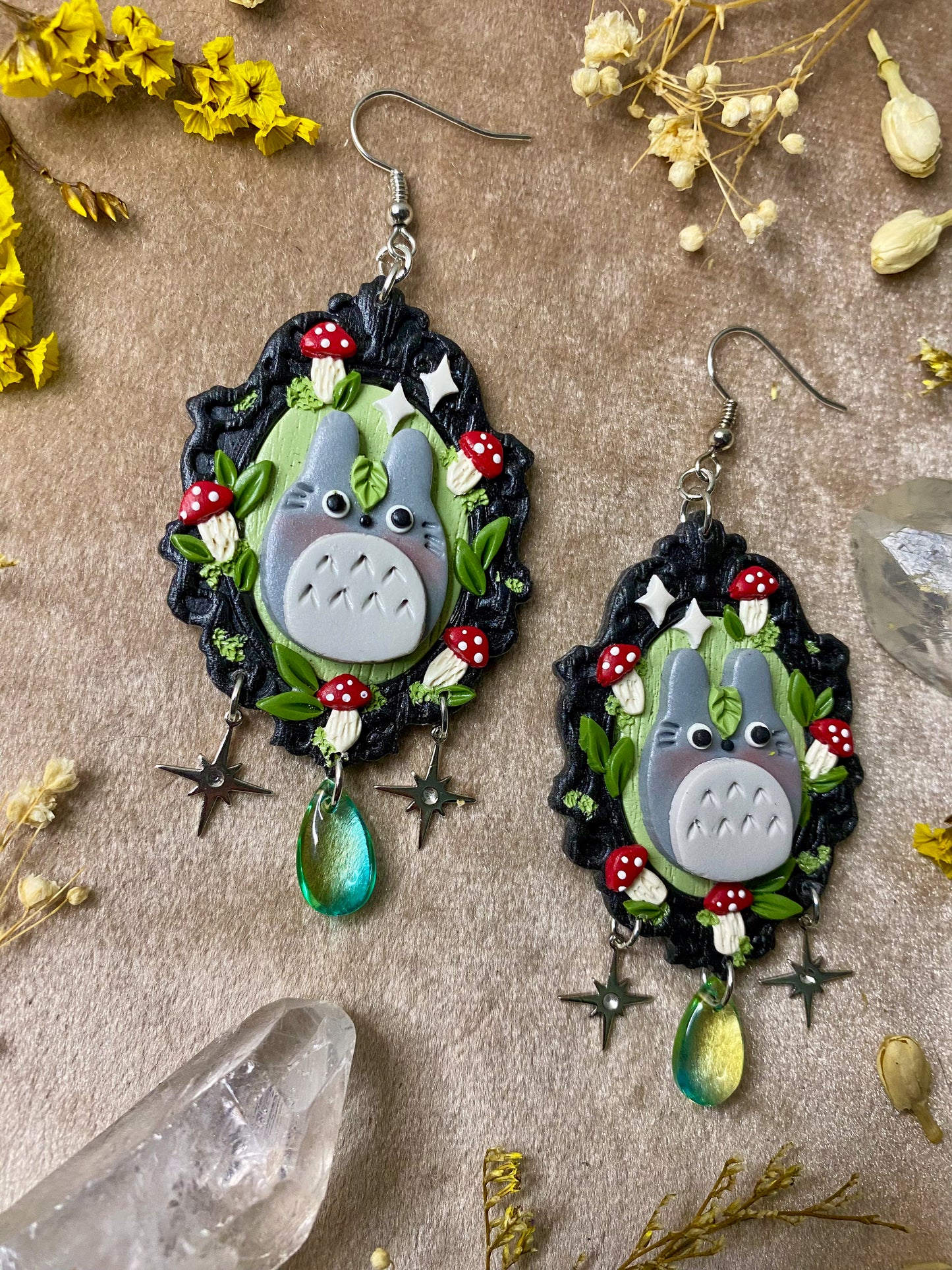 Garden Neighbor and Mushroom Frame Earrings