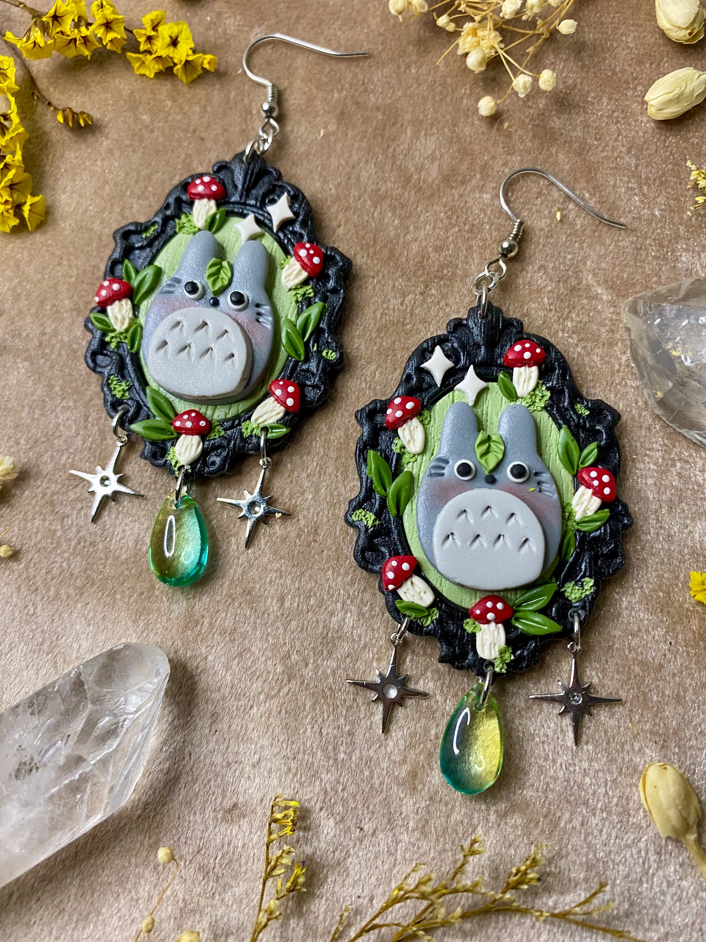 Garden Neighbor and Mushroom Frame Earrings