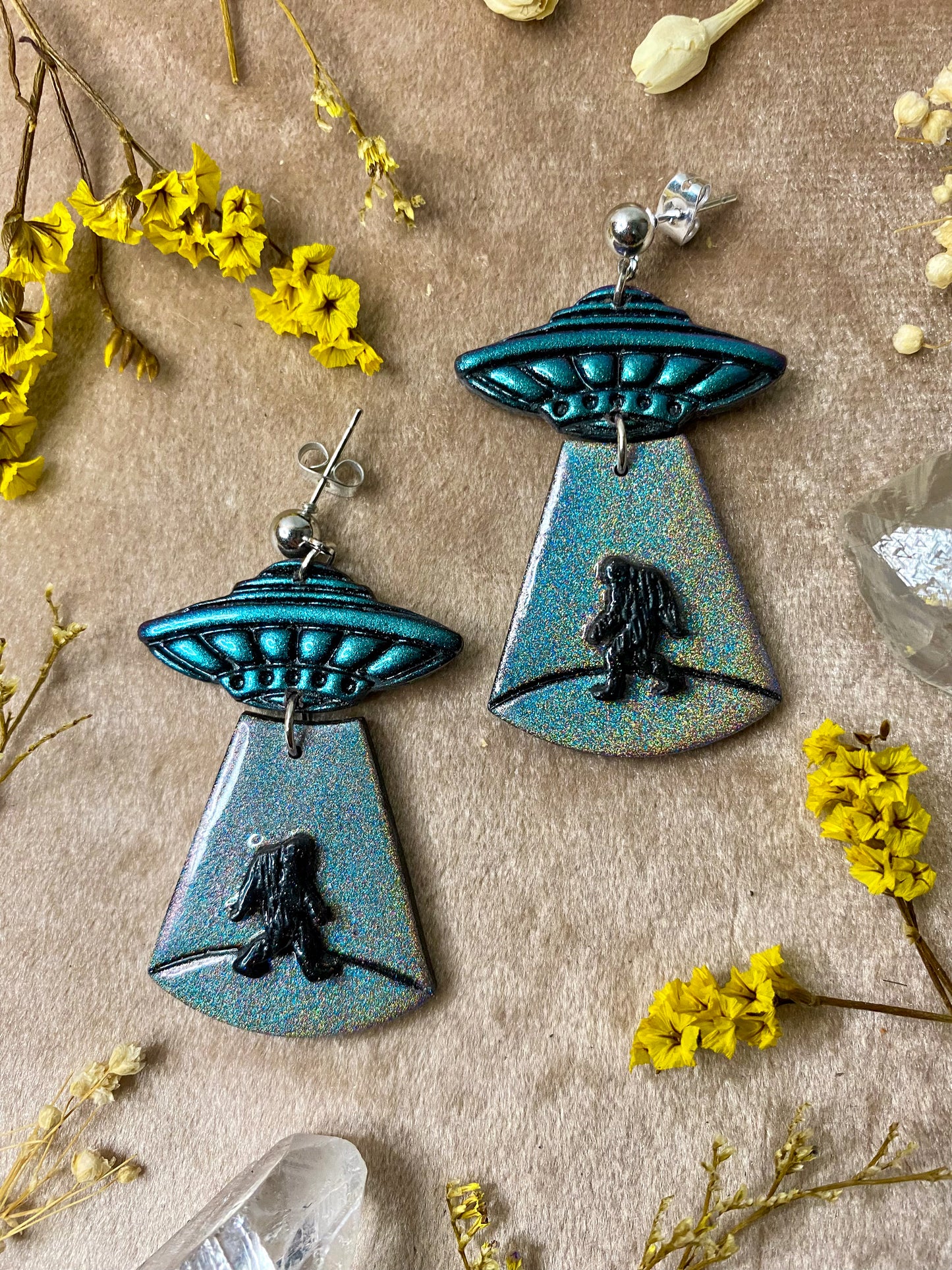 Disco Bigfoot Abduction Earrings