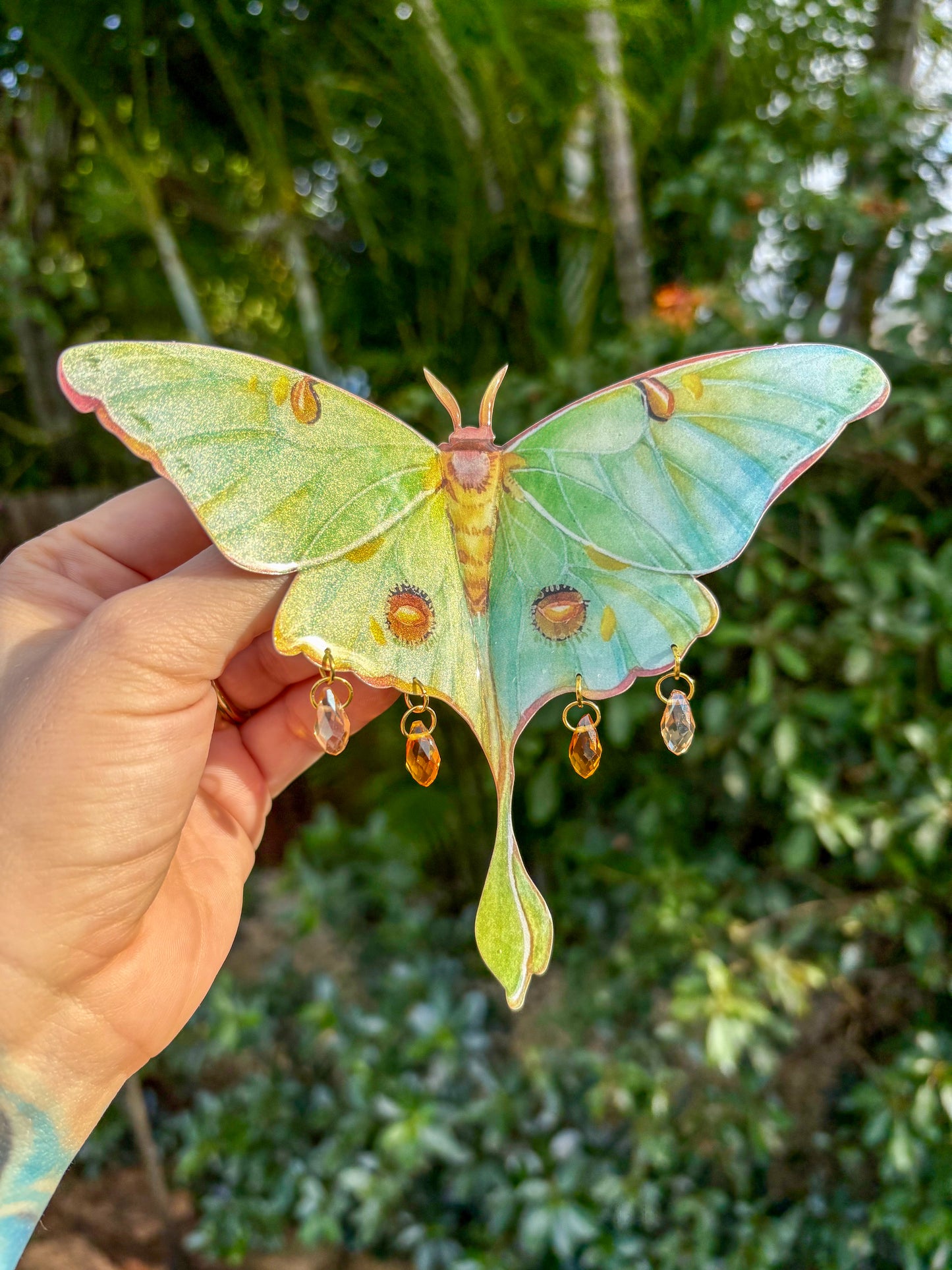Luna Moth with Yellow Large Hair Clip