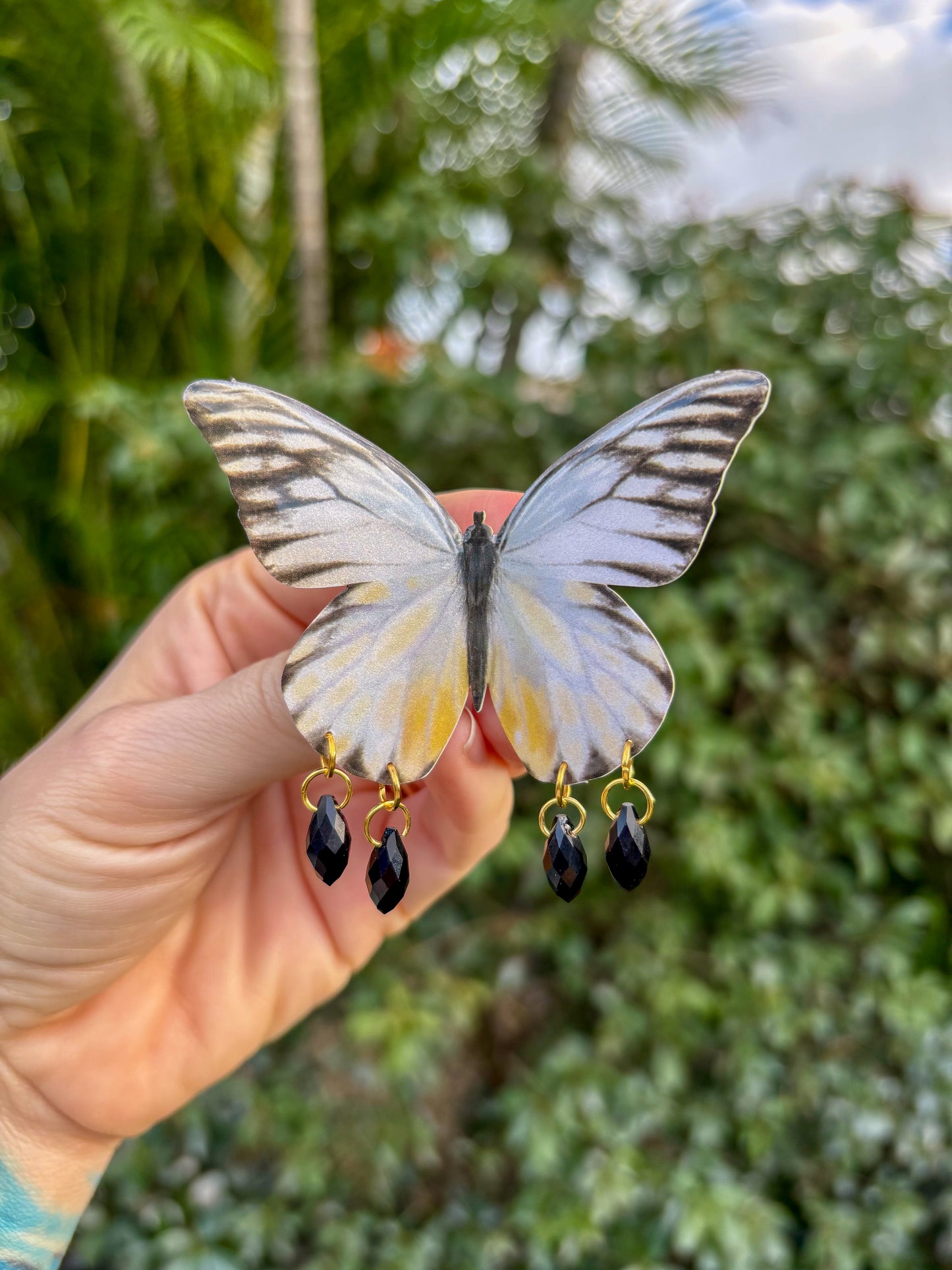 Pieridae White and Black Butterfly Hair Clip