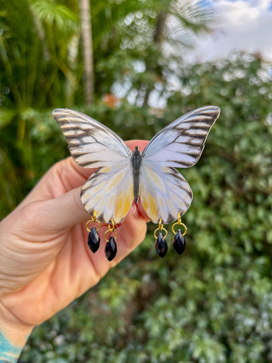 Pieridae White and Black Butterfly Hair Clip