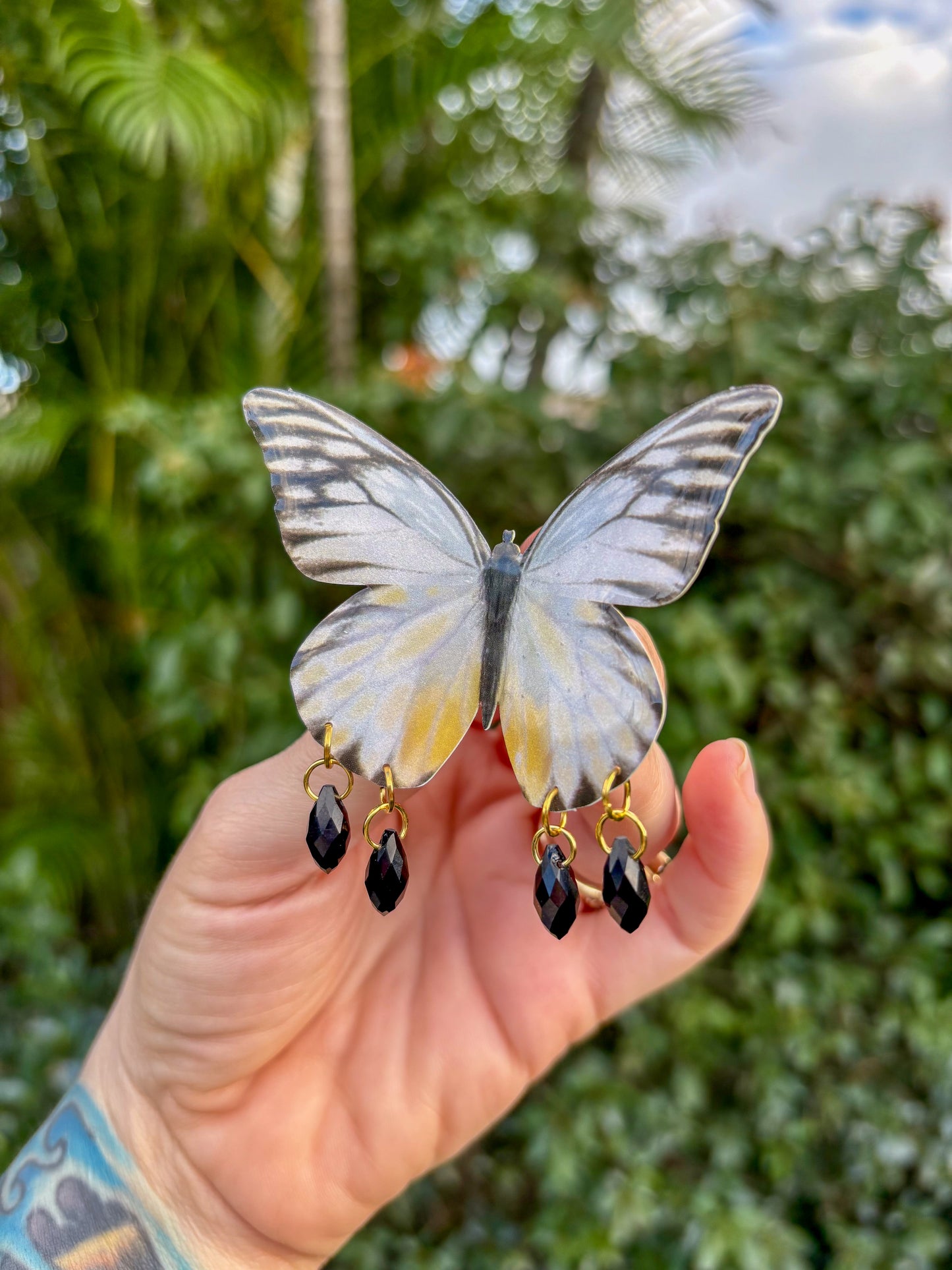 Pieridae White and Black Butterfly Hair Clip