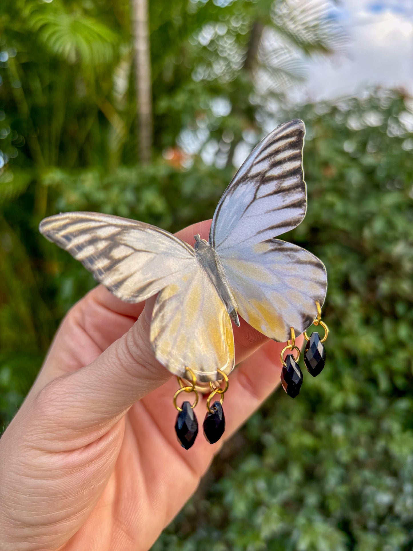 Pieridae White and Black Butterfly Hair Clip