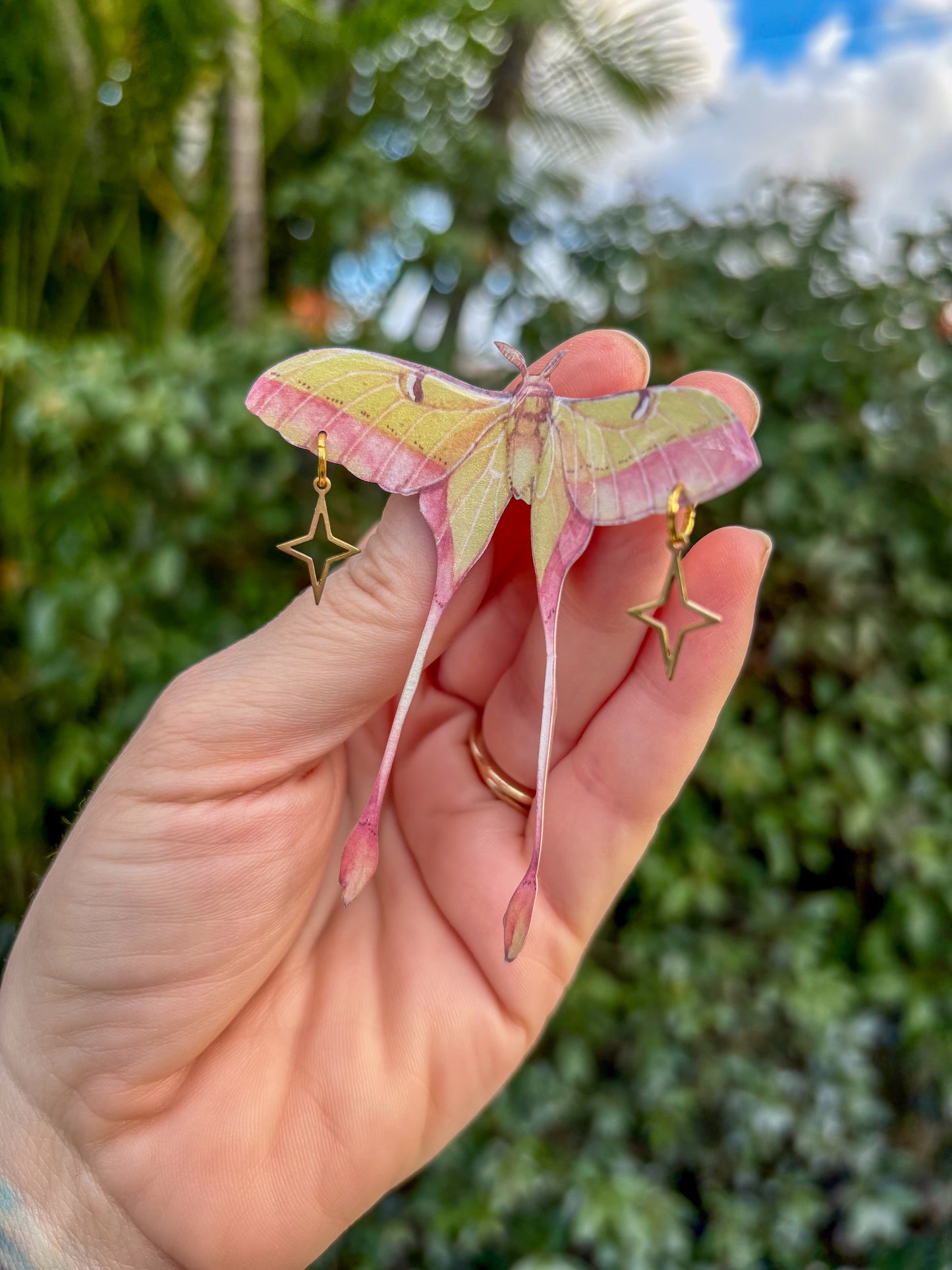 Chinese Moon Moth Detailed Small Hair Clip