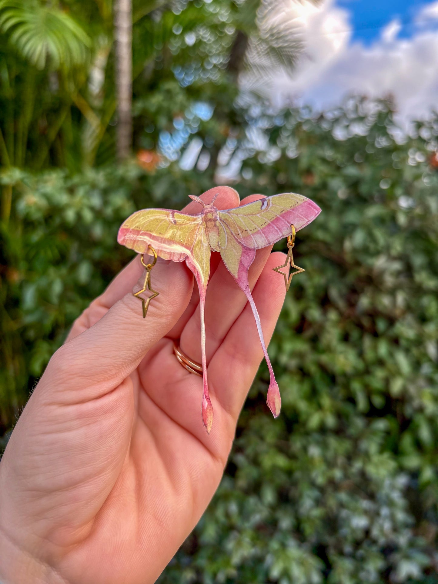 Chinese Moon Moth Detailed Small Hair Clip