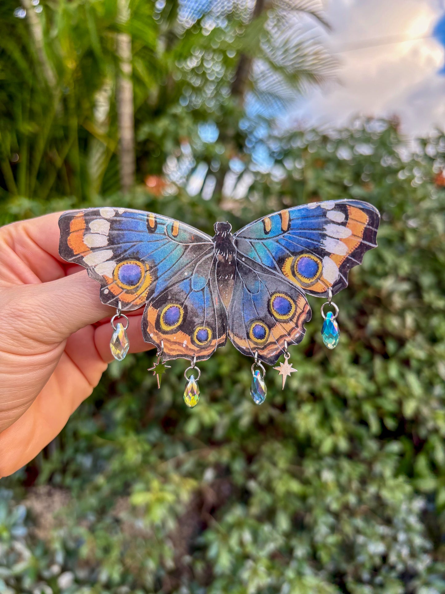 Blue Buckeye Butterfly Large Hair Clip