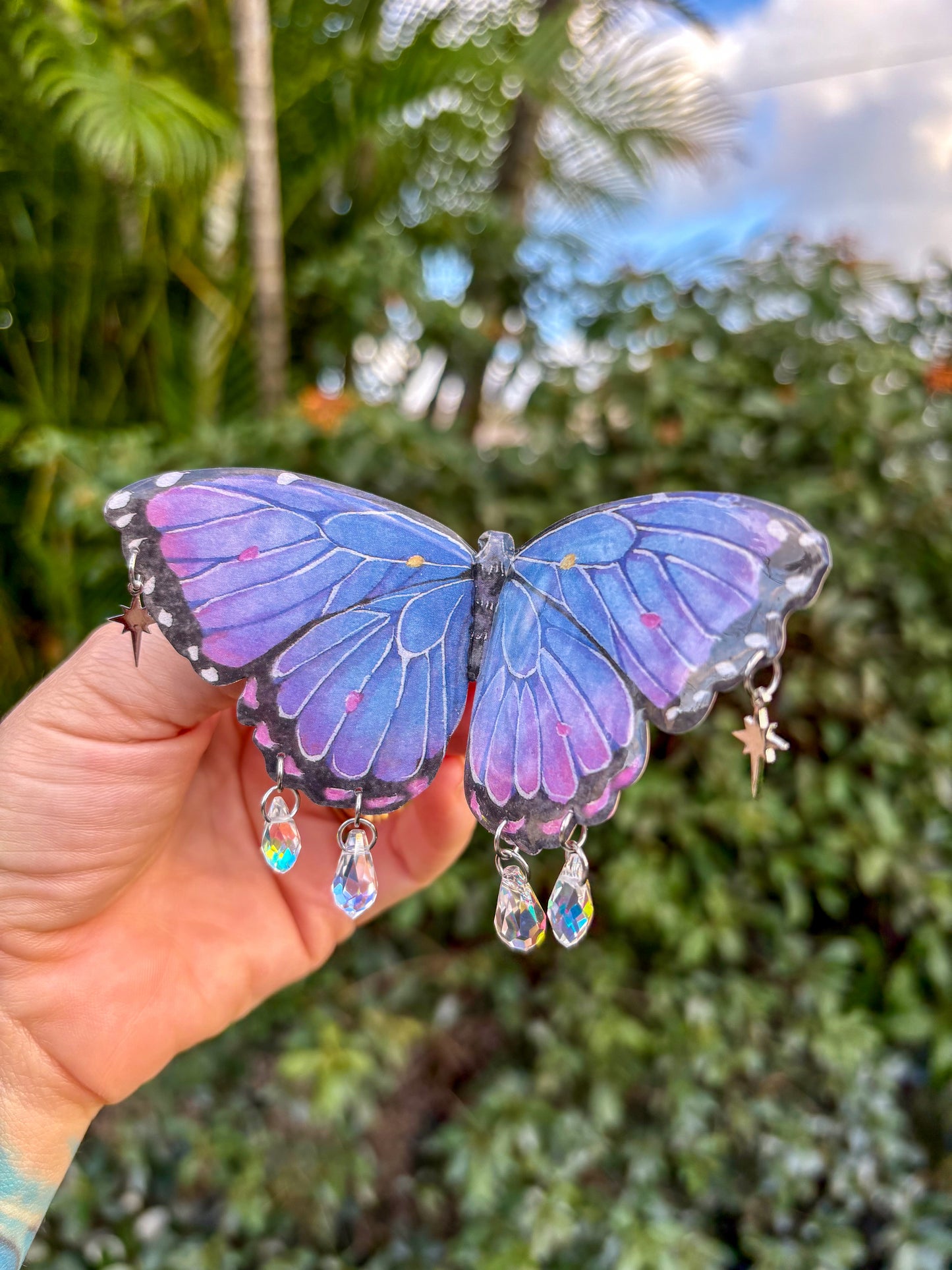 Purple and Blue Morpho Large Butterfly Hair Clip