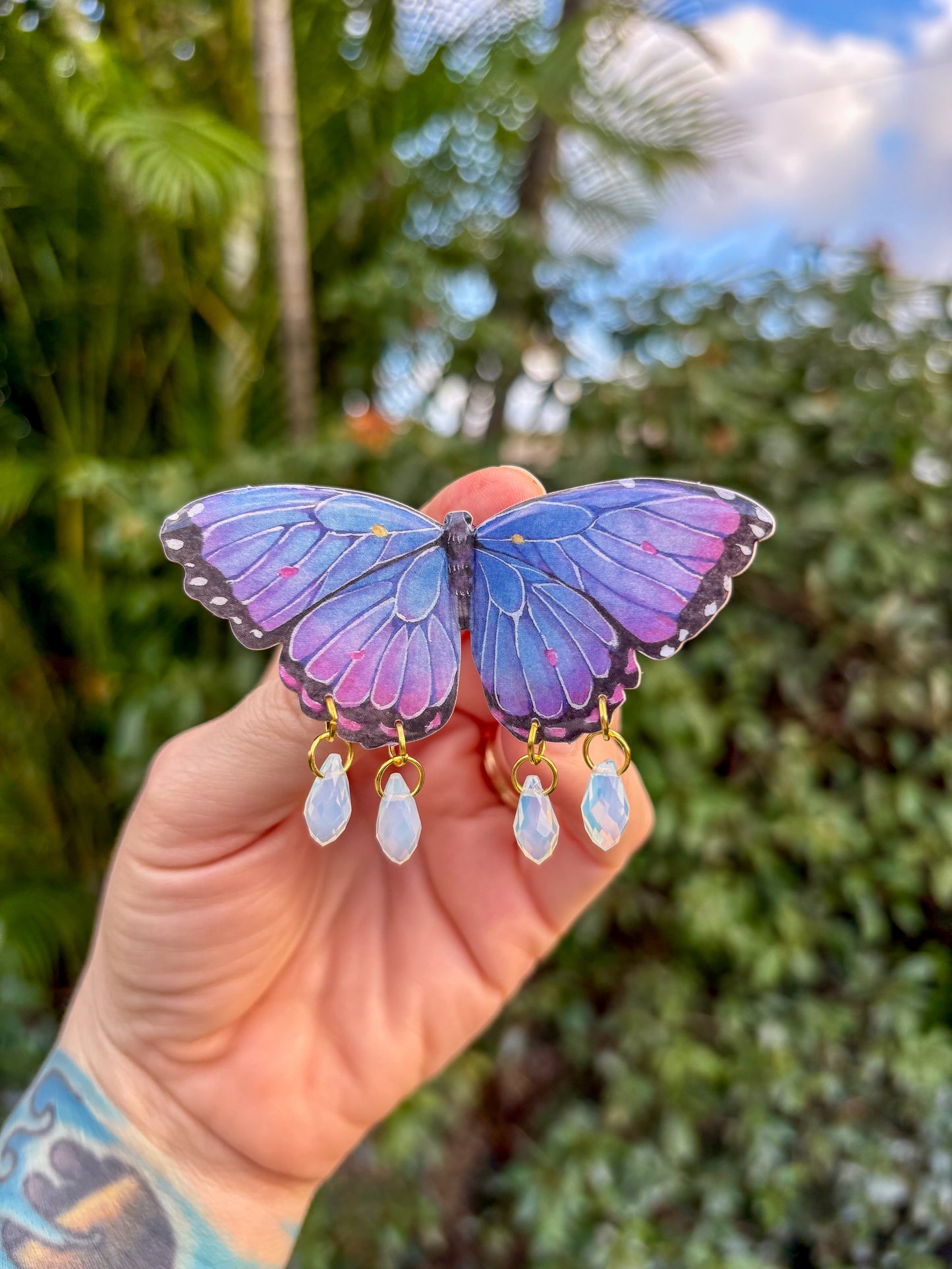 Purple and Blue Morpho Small Butterfly Hair Clip