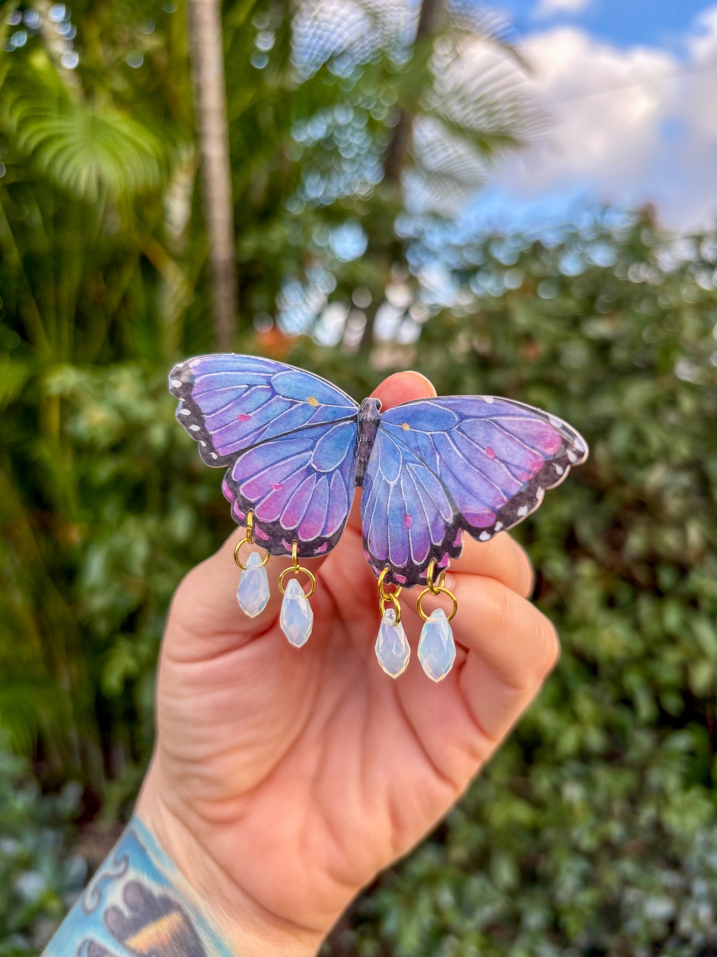 Purple and Blue Morpho Small Butterfly Hair Clip