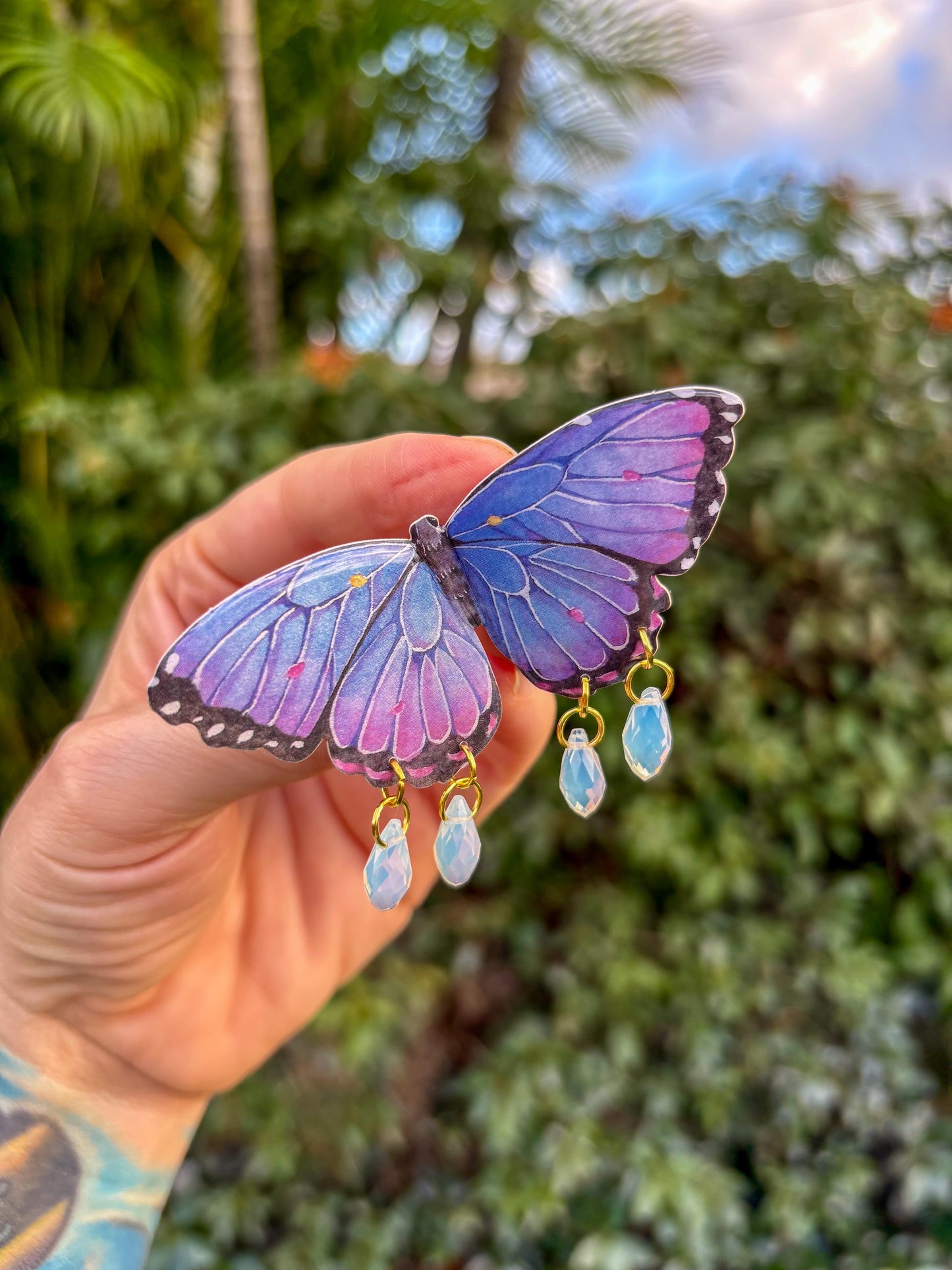 Purple and Blue Morpho Small Butterfly Hair Clip