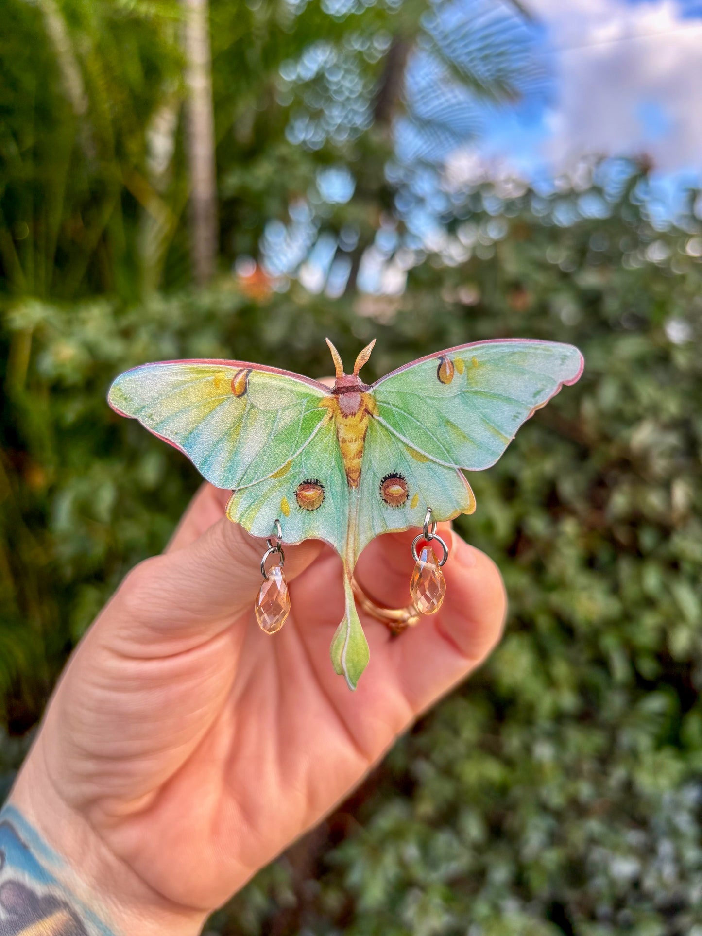Luna Moth with Yellow Small Hair Clip