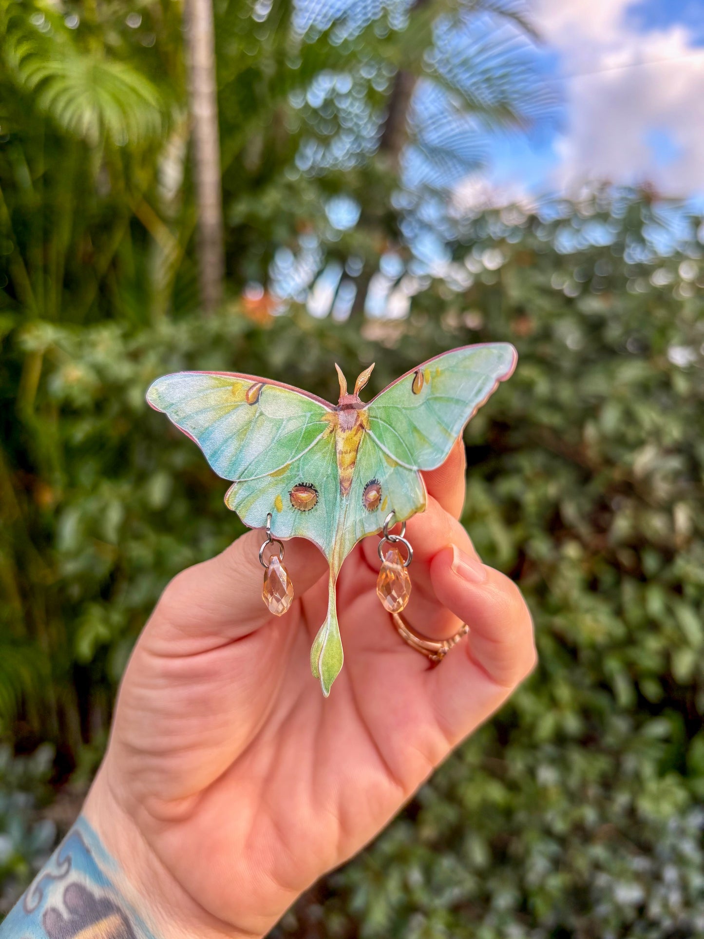 Luna Moth with Yellow Small Hair Clip