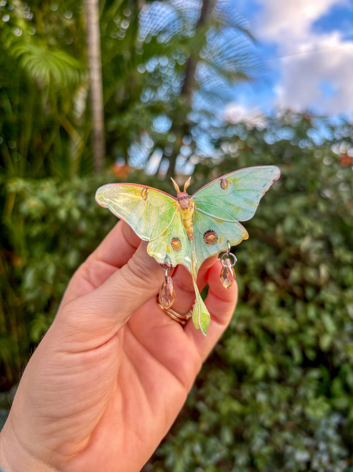 Luna Moth with Yellow Small Hair Clip