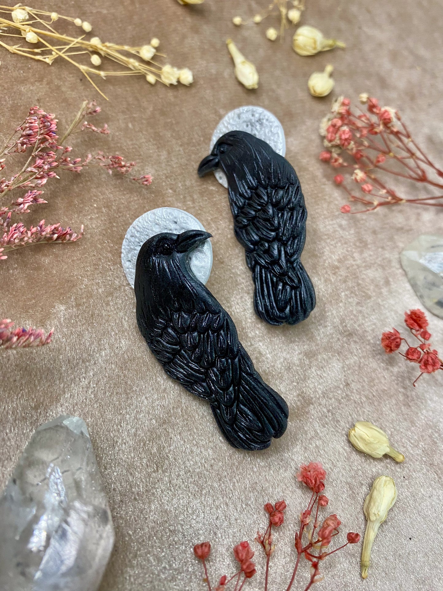 Raven Moon Stud Earrings