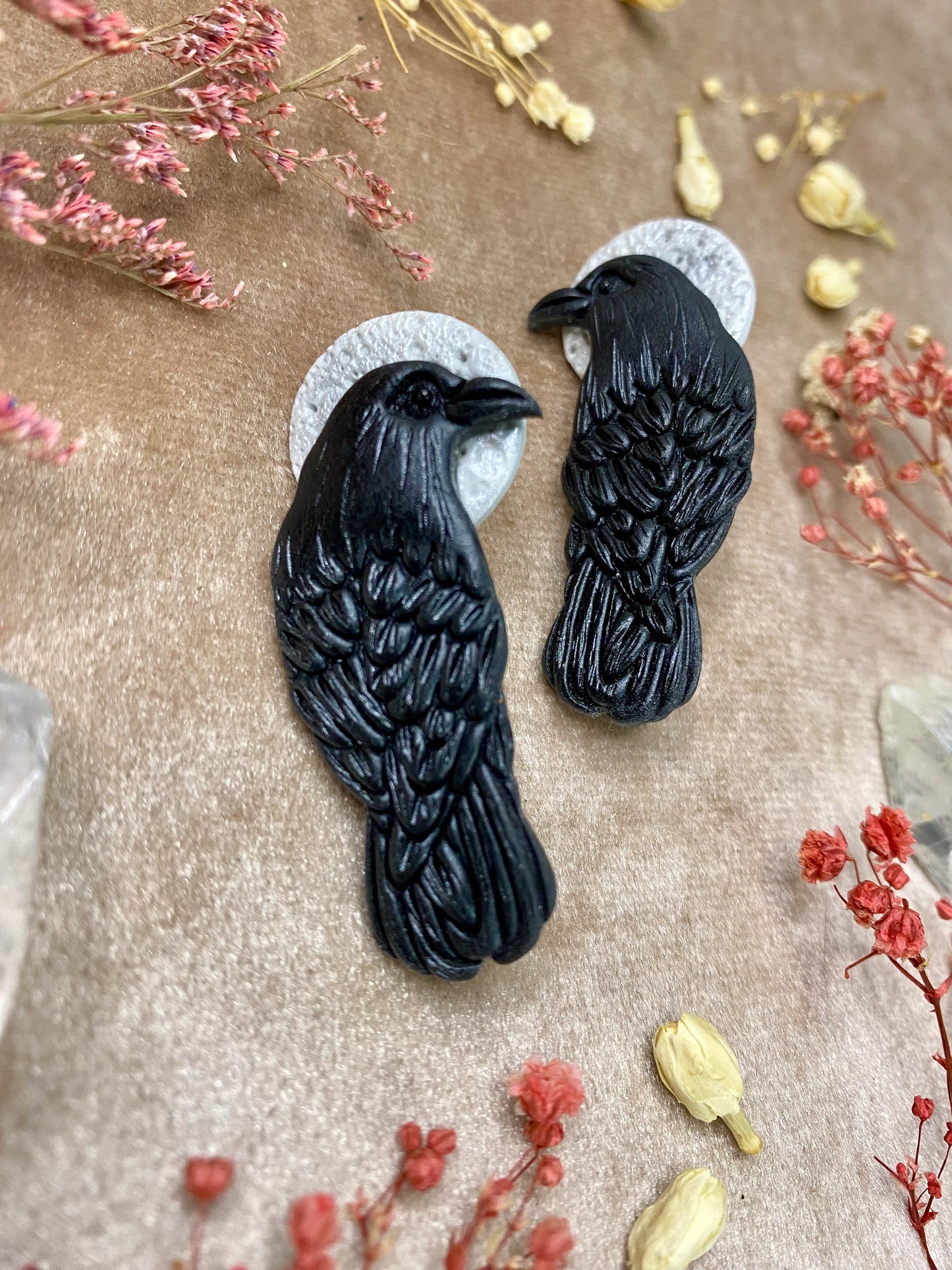 Raven Moon Stud Earrings