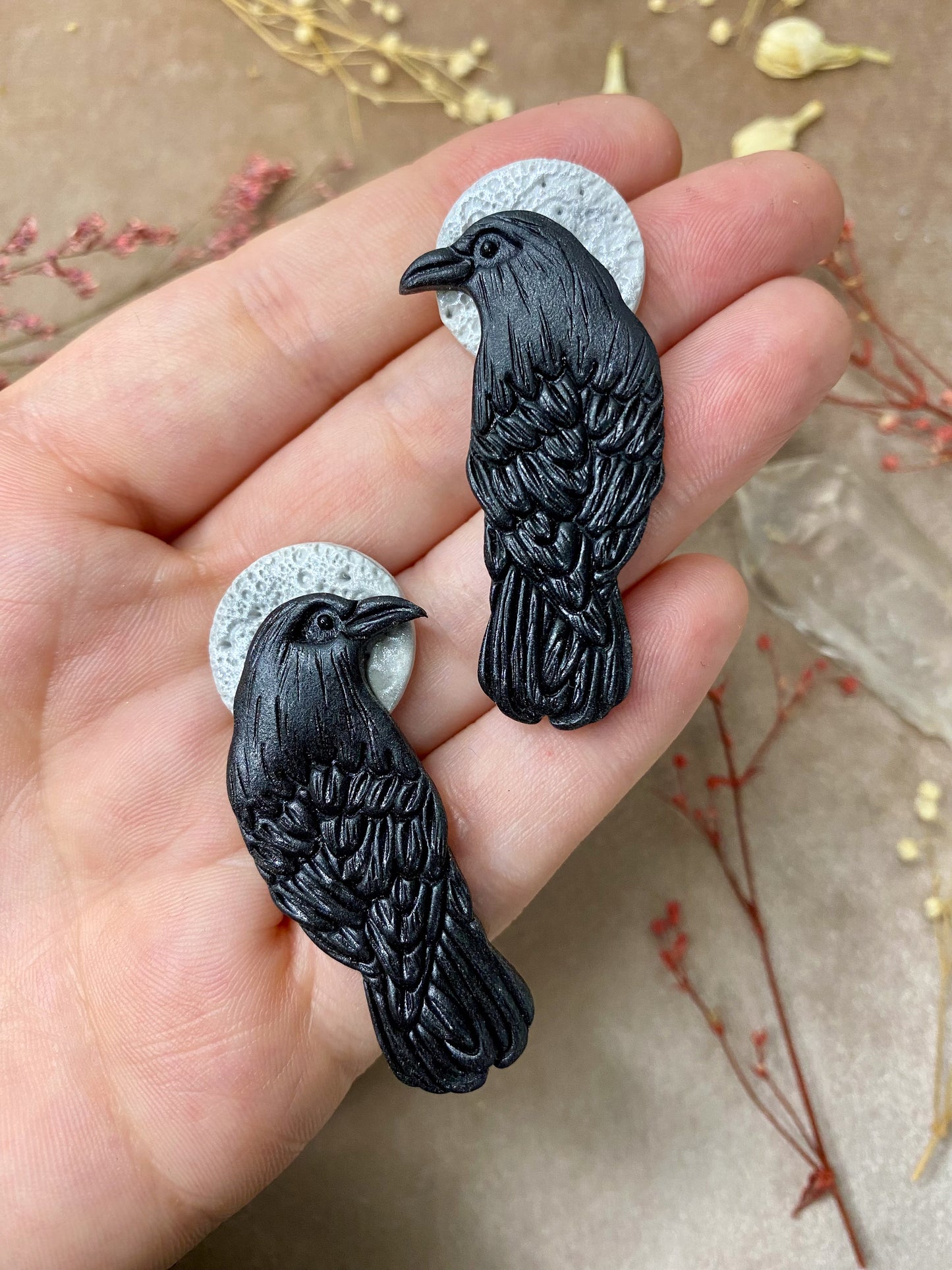 Raven Moon Stud Earrings