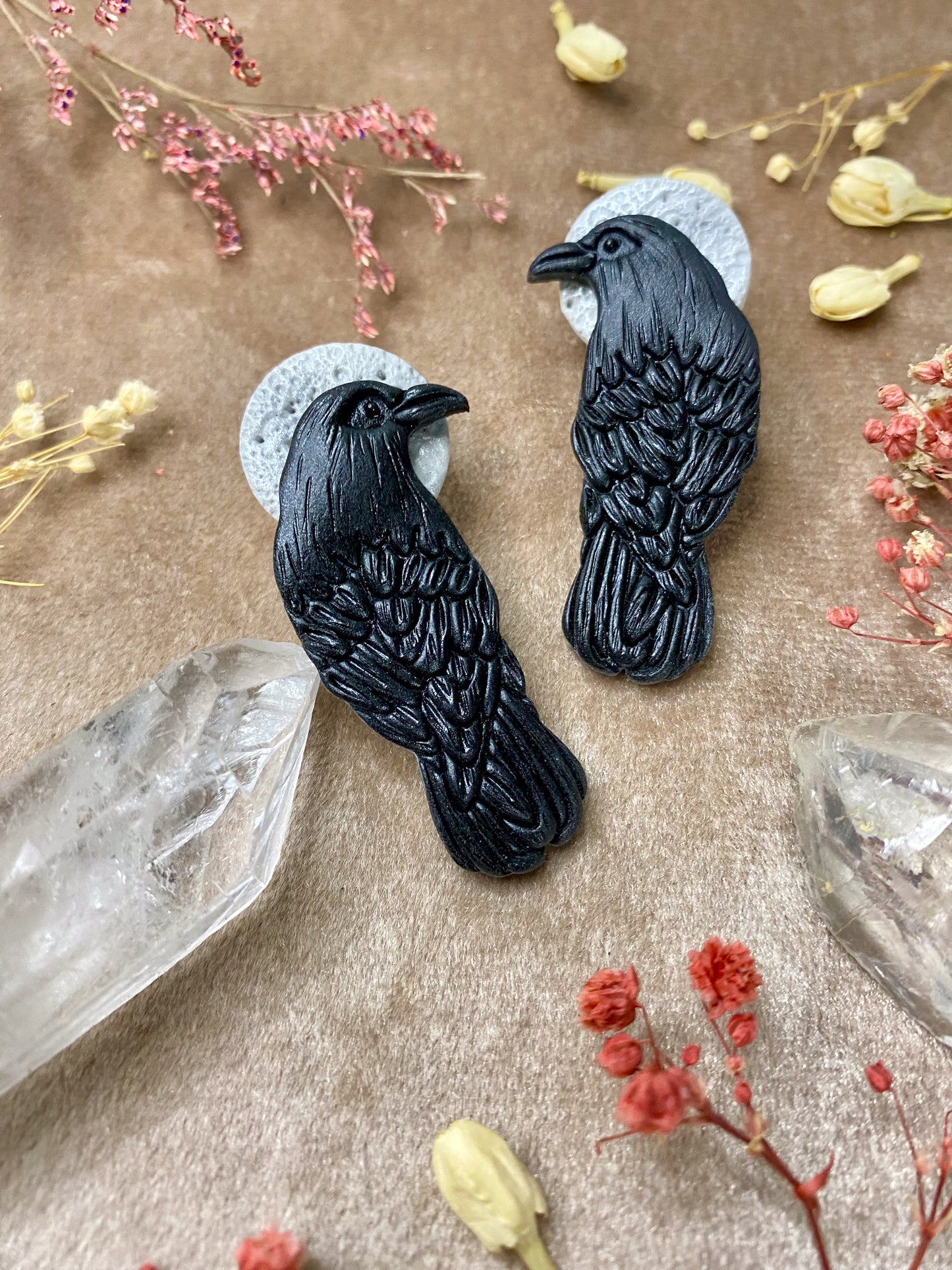 Raven Moon Stud Earrings