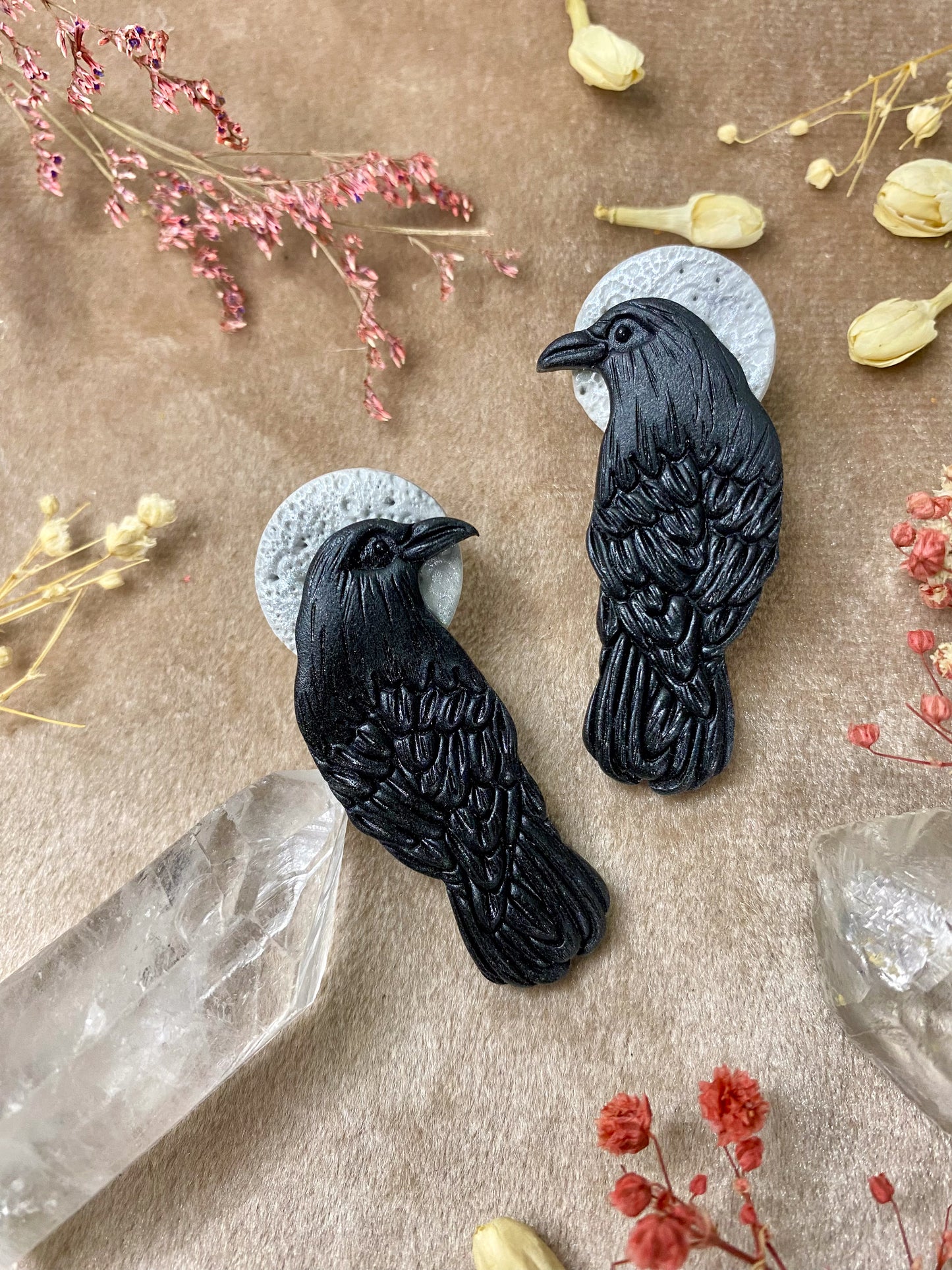 Raven Moon Stud Earrings