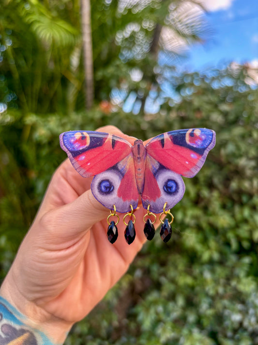 Orange Buckeye Butterfly Hair Clip