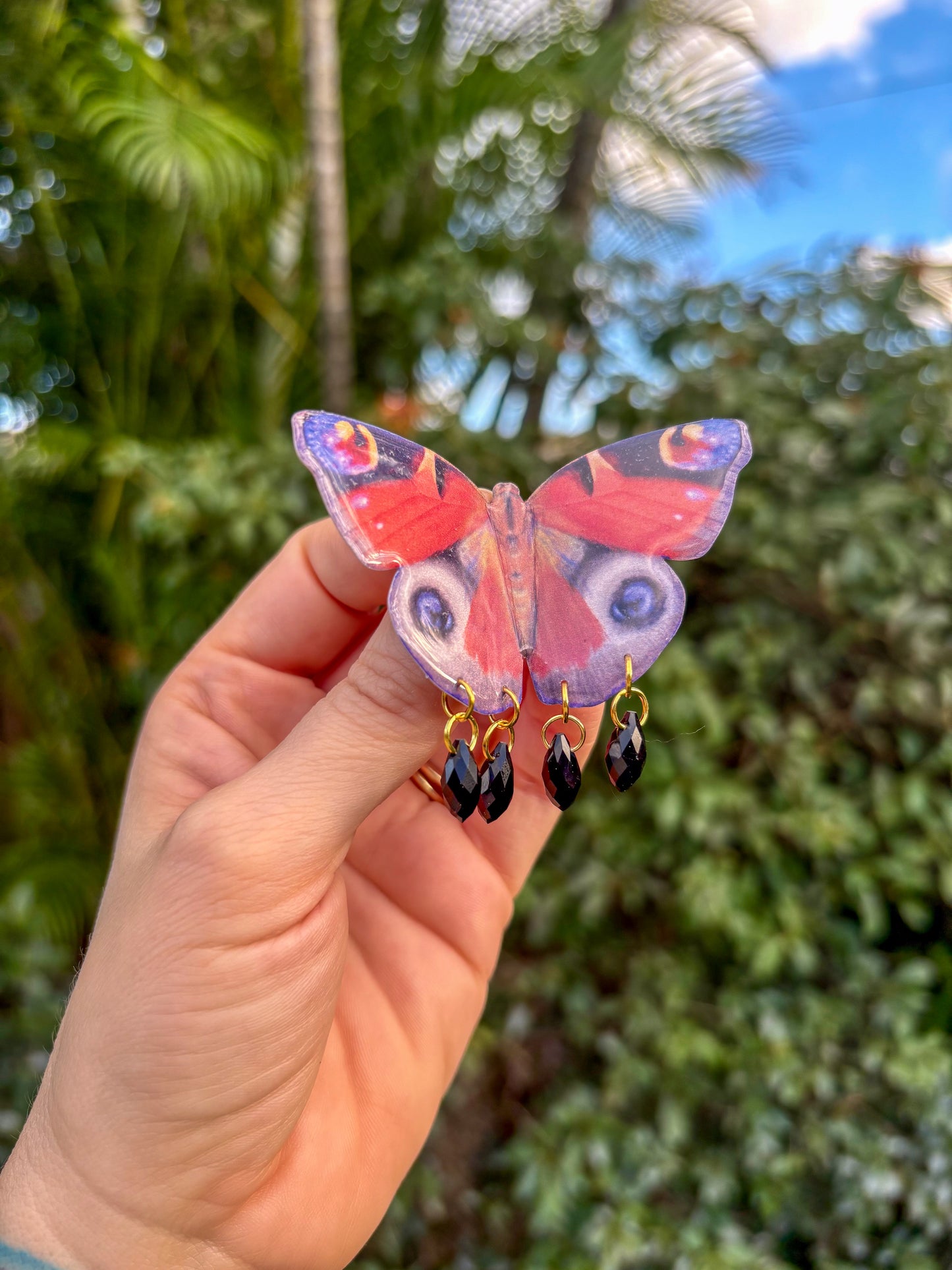 Orange Buckeye Butterfly Hair Clip