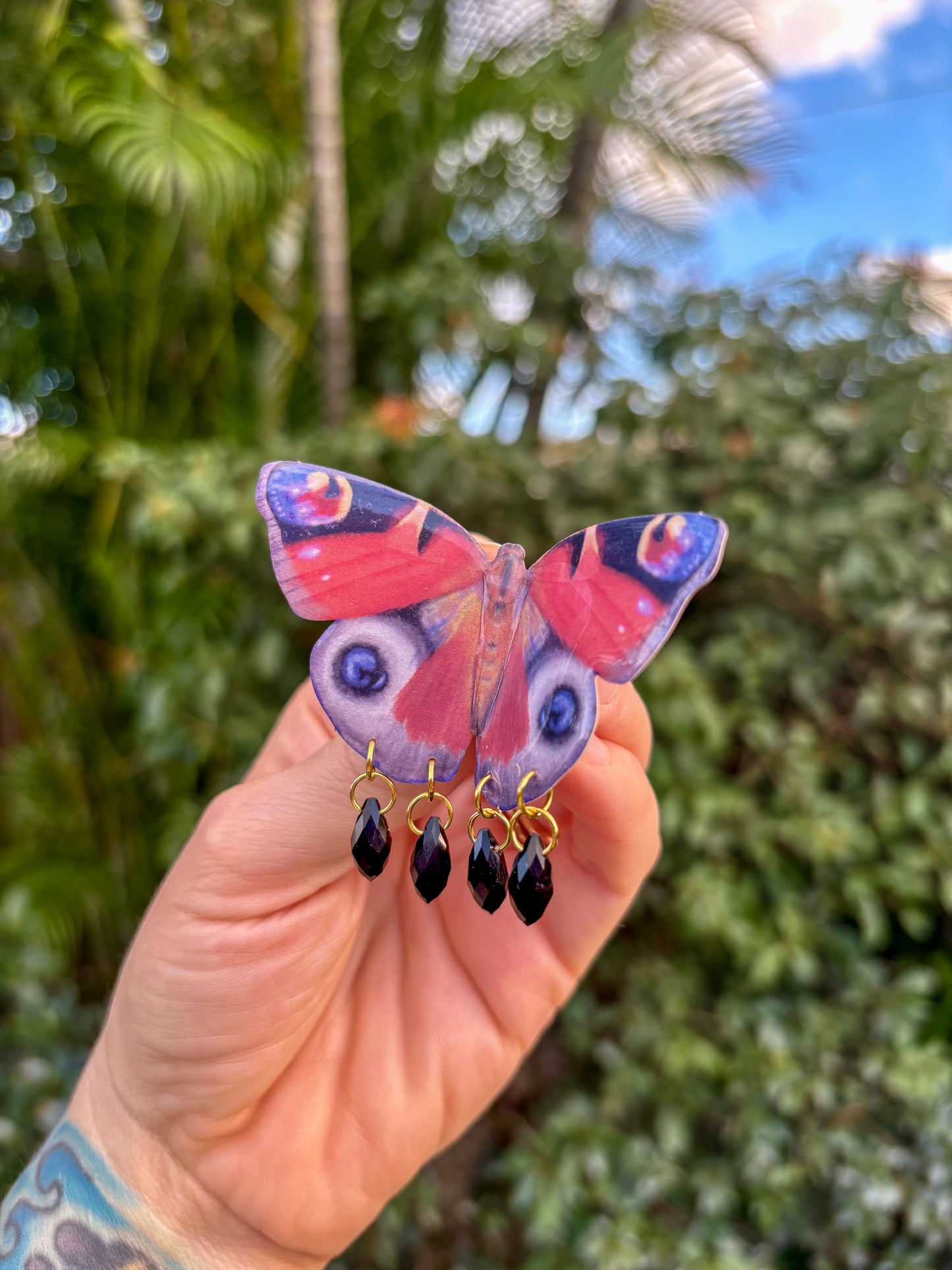 Orange Buckeye Butterfly Hair Clip