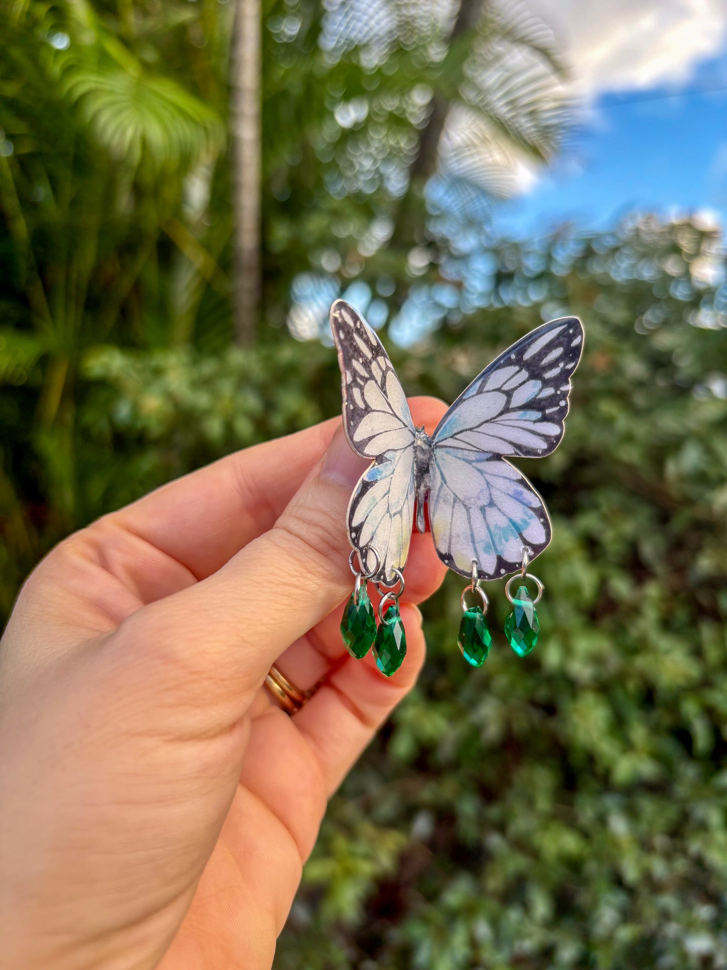 Pieridae White and Black Butterfly Alternate Hair Clip