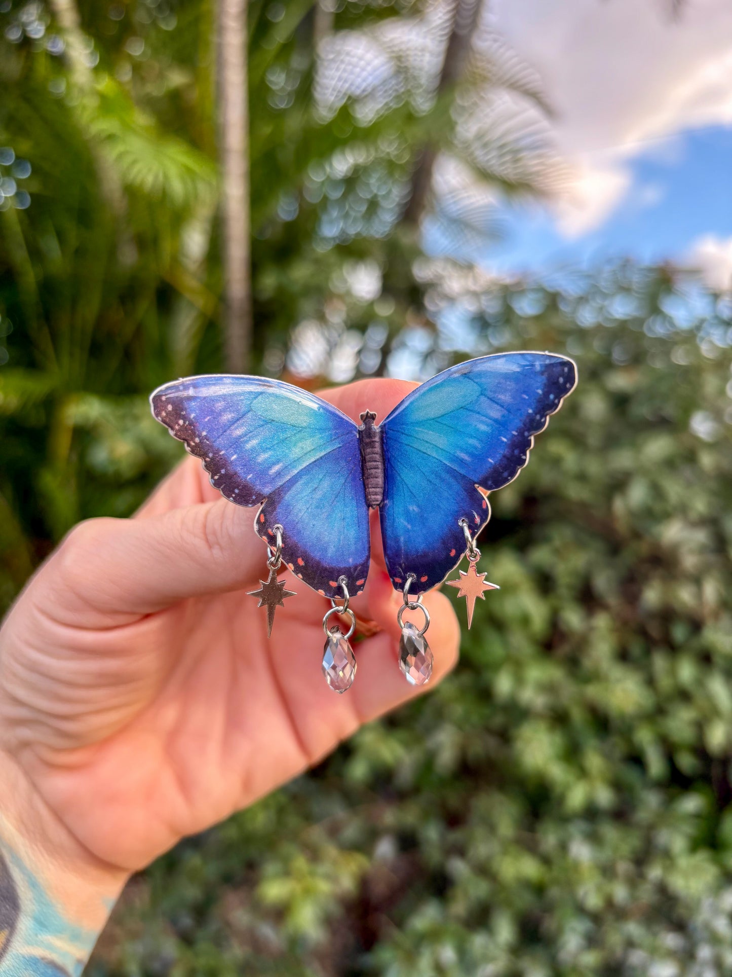 Blue Morpho Butterfly Hair Clip